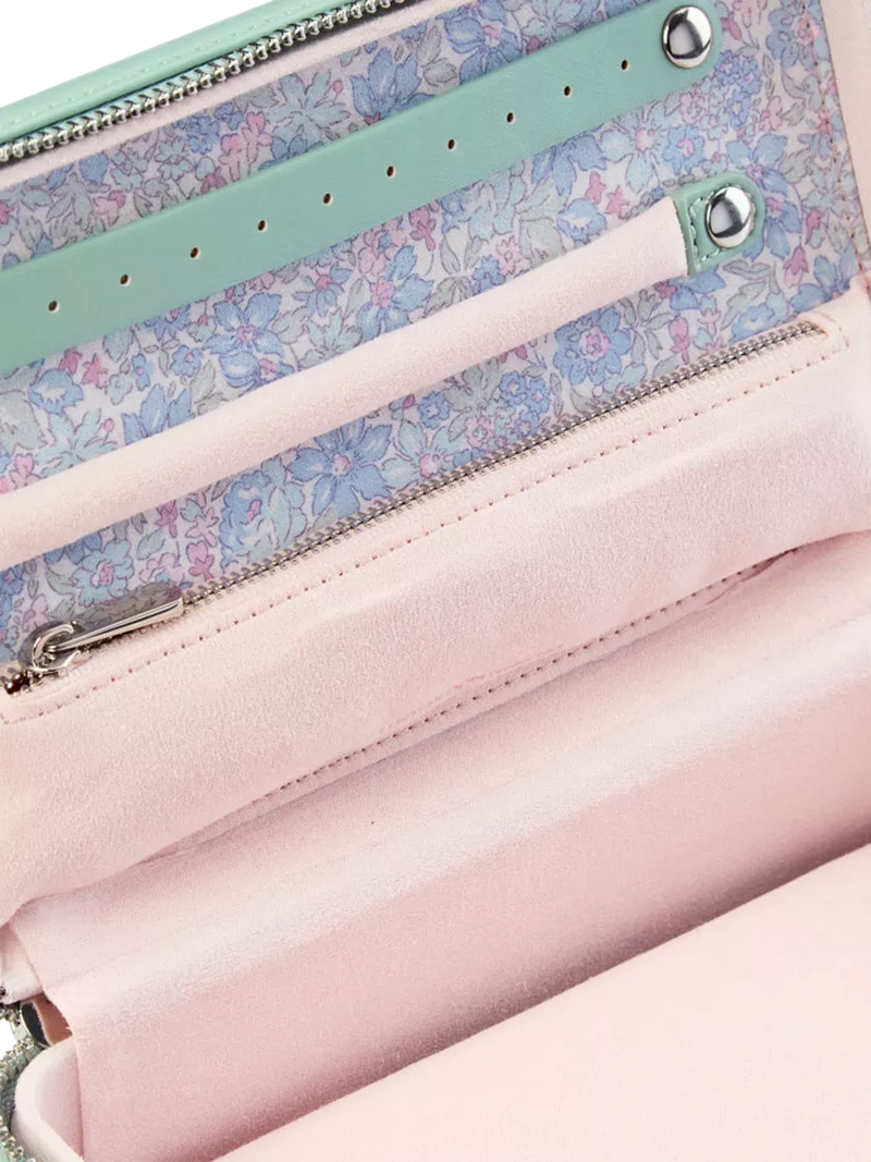 WOLF x Liberty Julia medium jewellery zip case in sage (British brand)