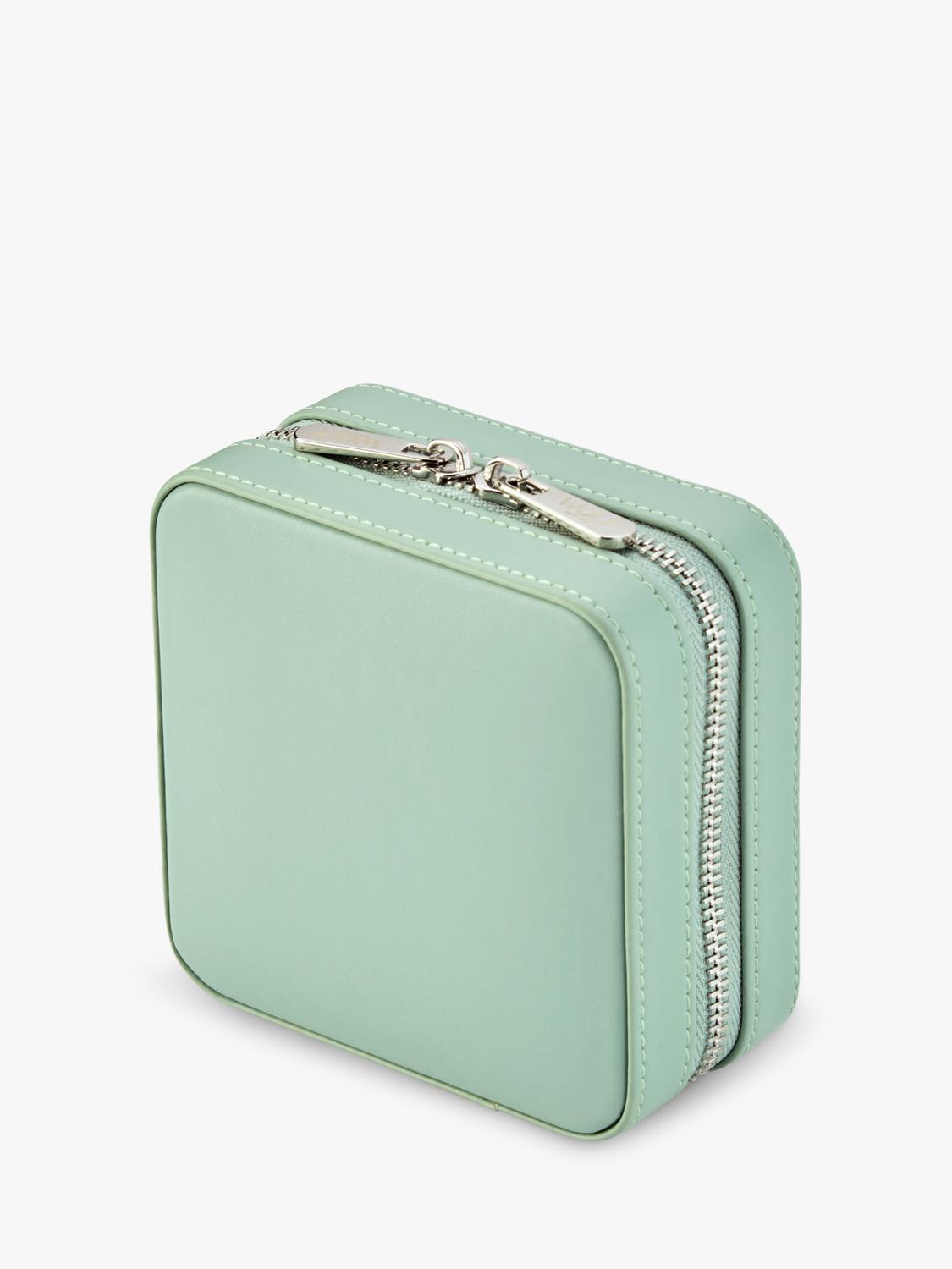 WOLF Julia Small jewellery zip case in sage, imported from the UK