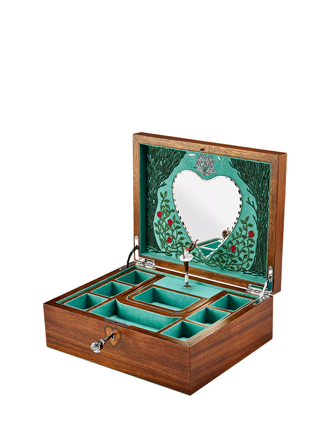 WOLF musical jewellery box walnut wood veneer ballerina (British brand)