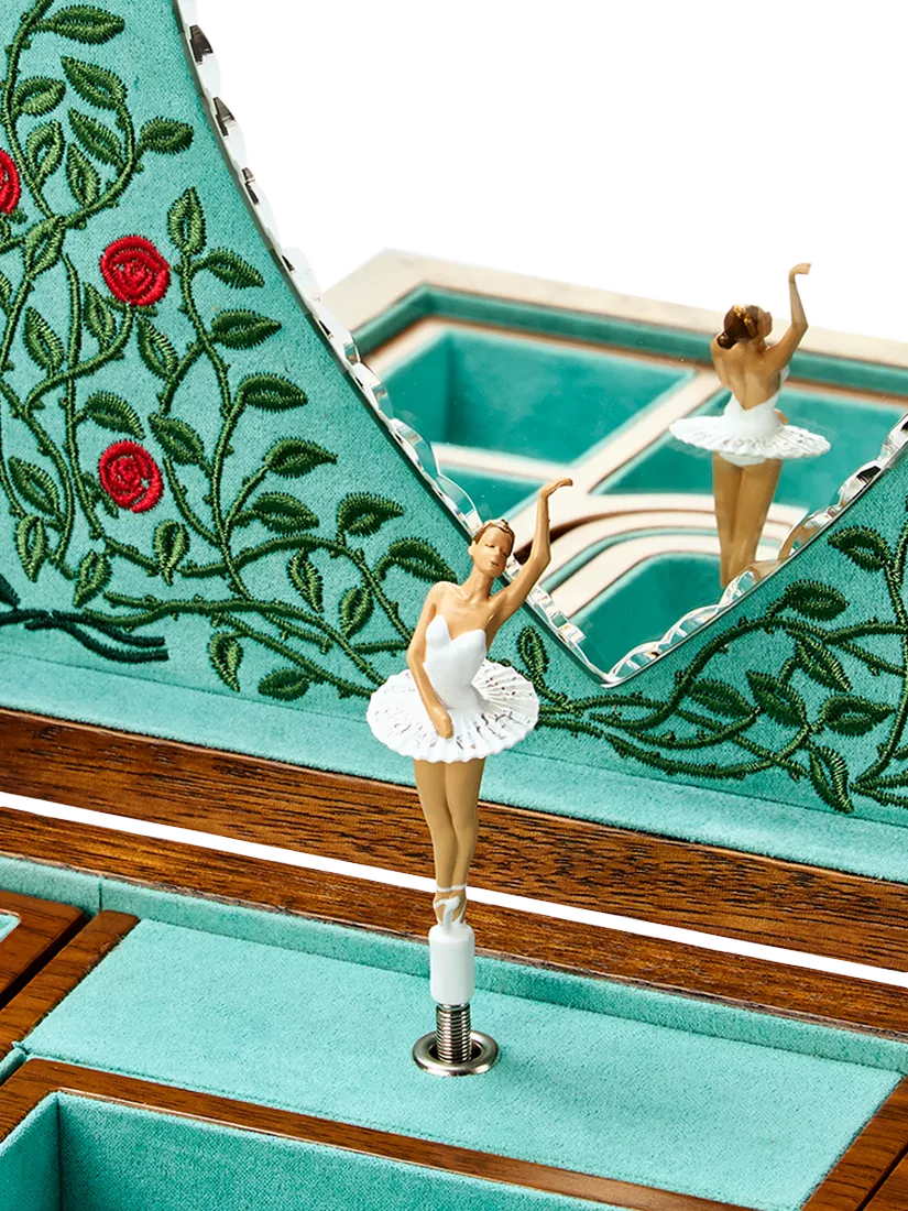 WOLF musical jewellery box walnut wood veneer ballerina (British brand)