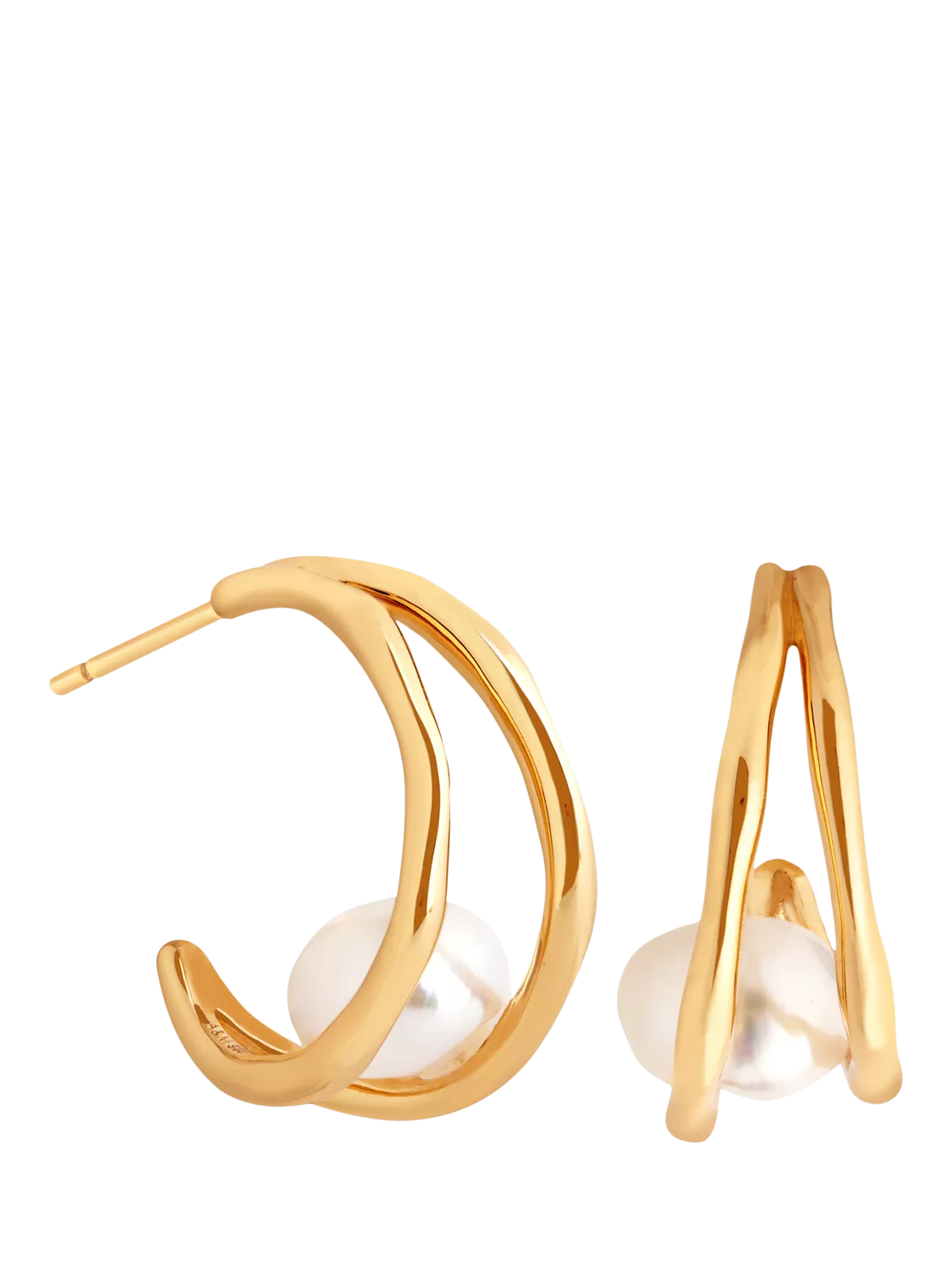 Astrid & Miyu gold pearl hoop earrings - British product