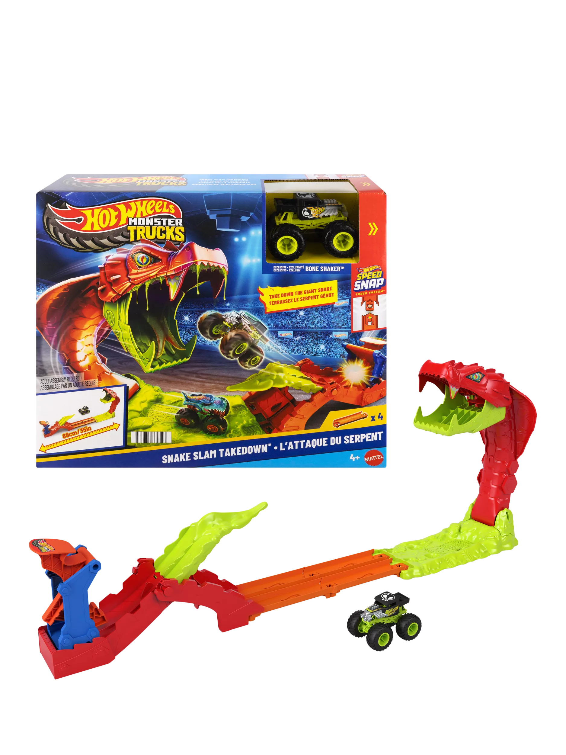 Hot Wheels Monster Trucks Snake Slam Takedown playset, imported from the UK