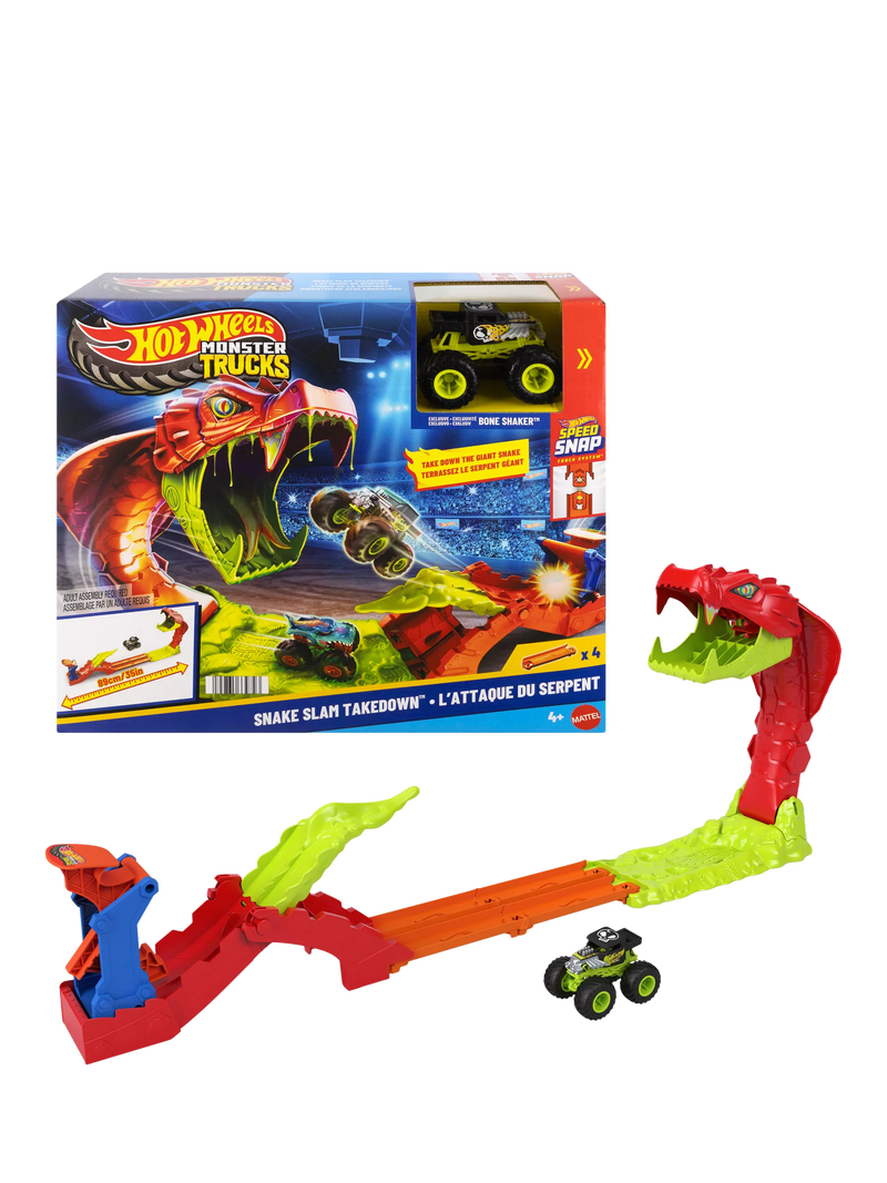 Hot Wheels Monster Trucks Snake Slam Takedown playset, imported from the UK