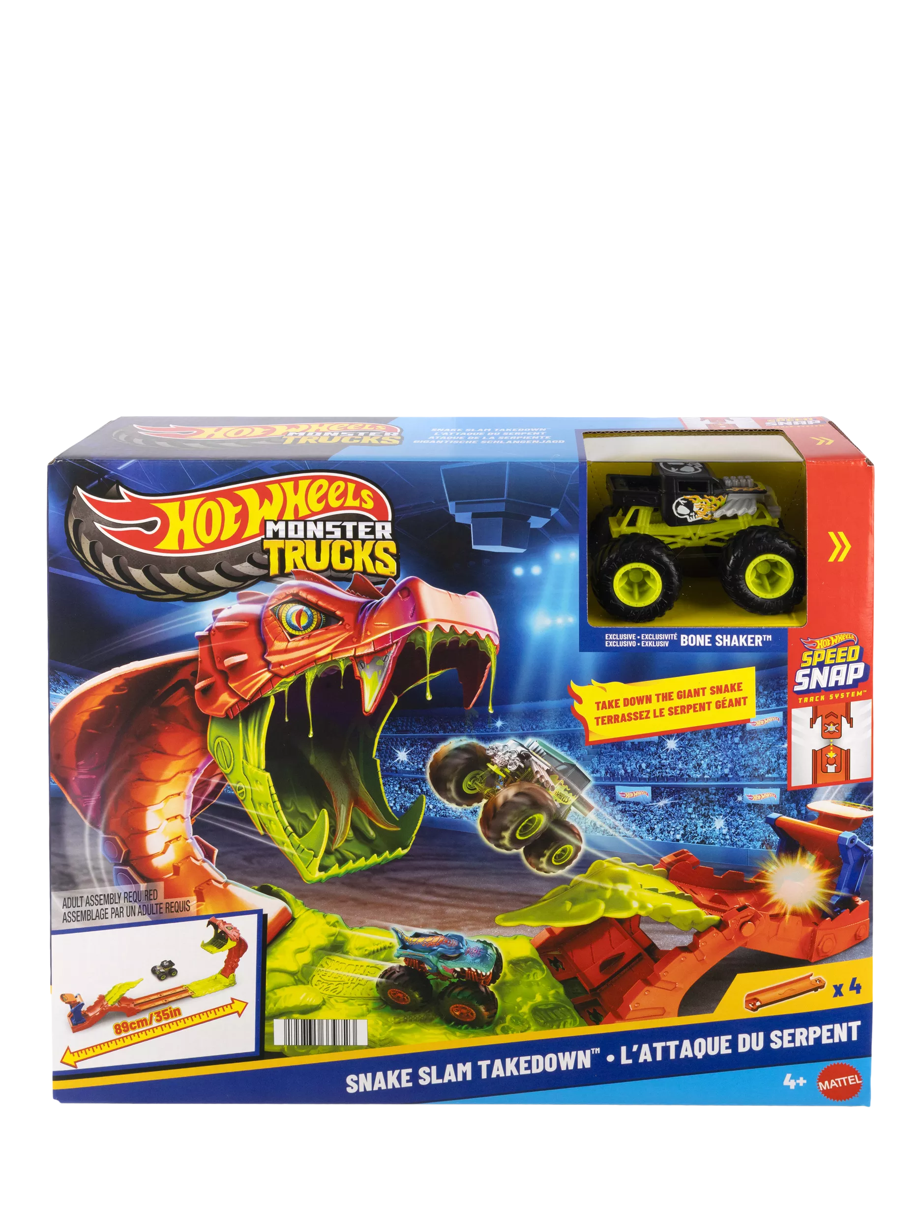 Hot Wheels Monster Trucks Snake Slam Takedown playset, imported from the UK