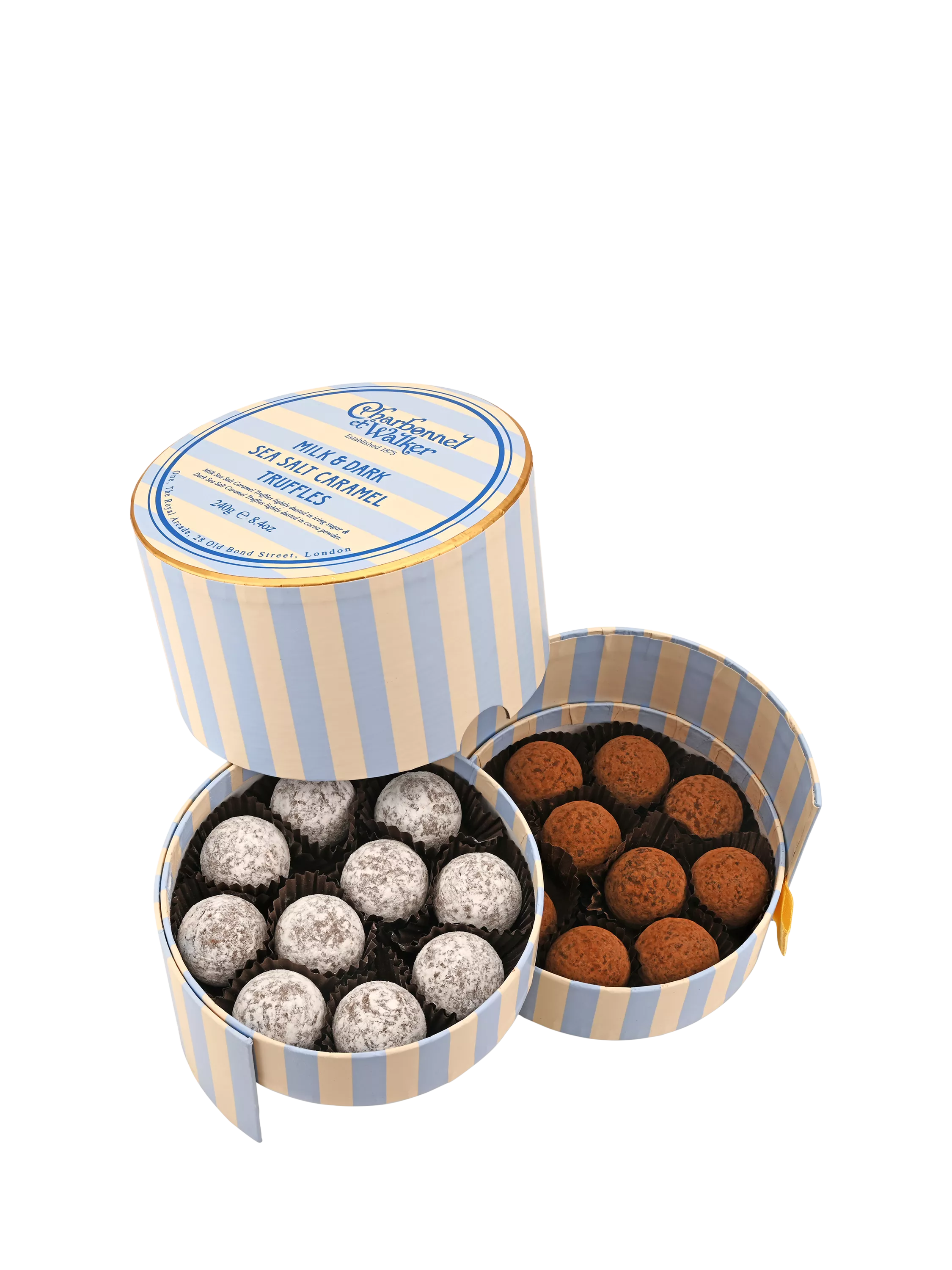 Charbonnel et Walker truffles milk and dark sea salt caramel 240g, imported from the UK