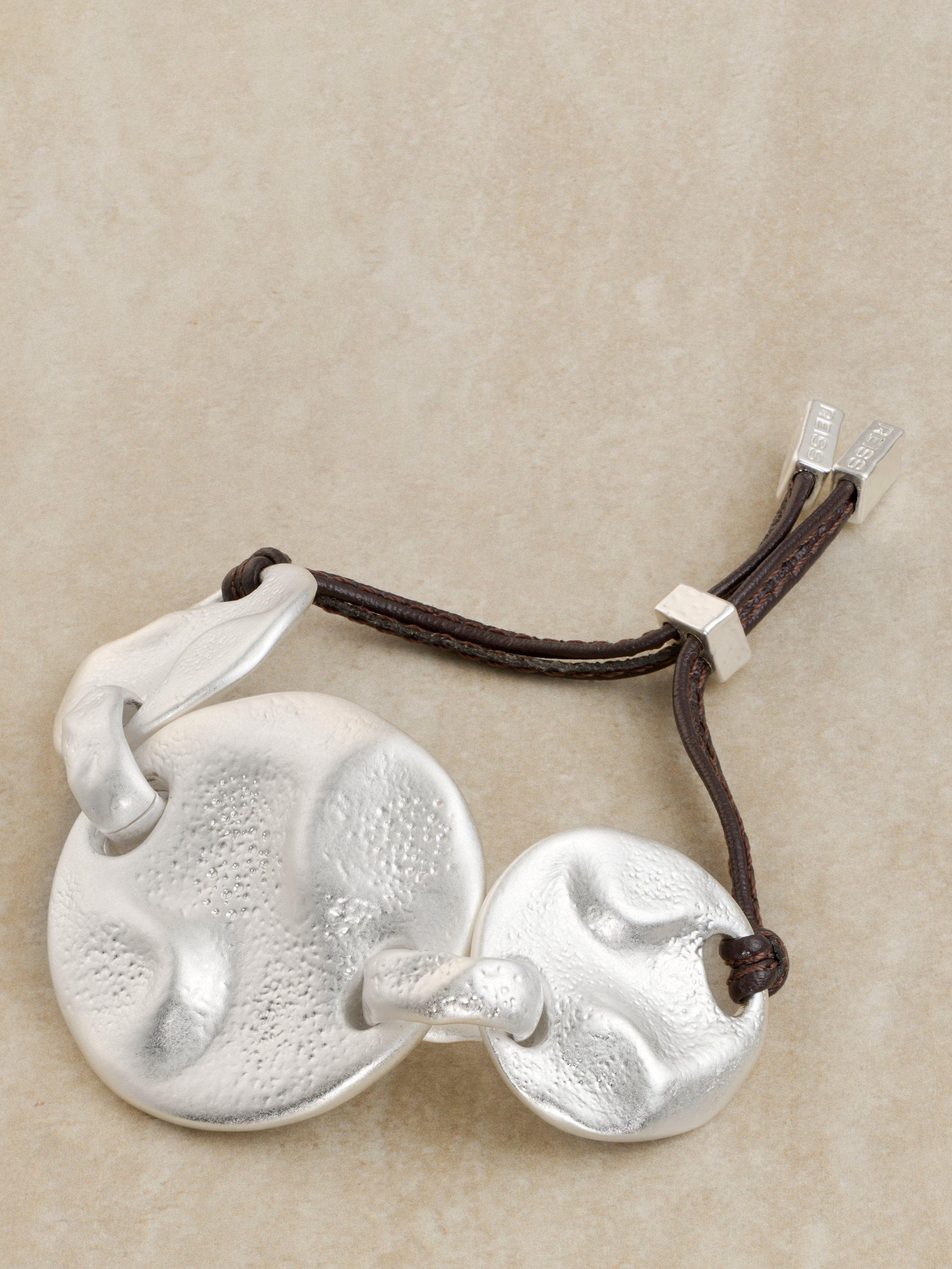 Reiss Ona organic cord bracelet silver tone plated, UK version