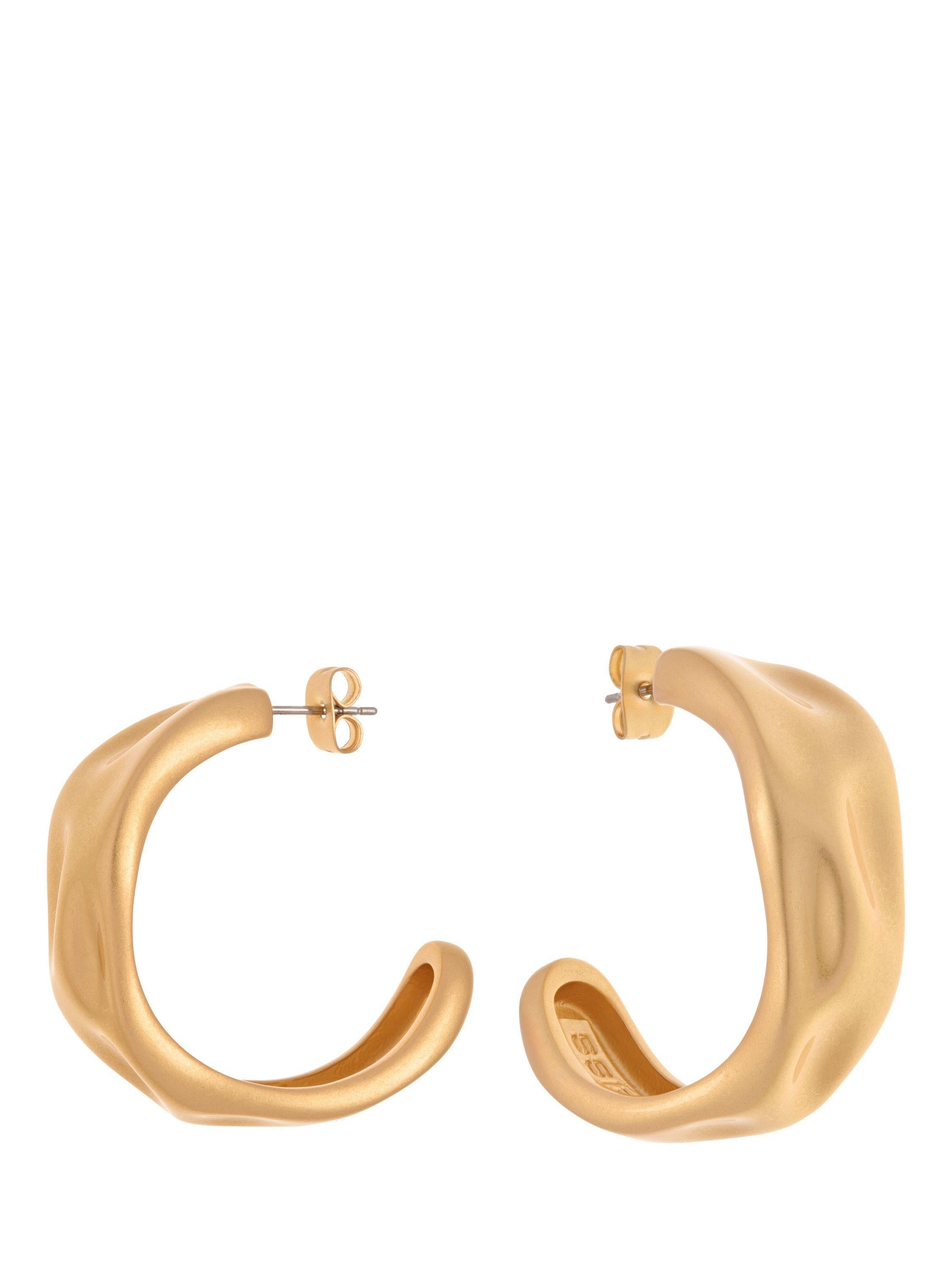 Reiss gold tone hammered hoop earrings (British brand)