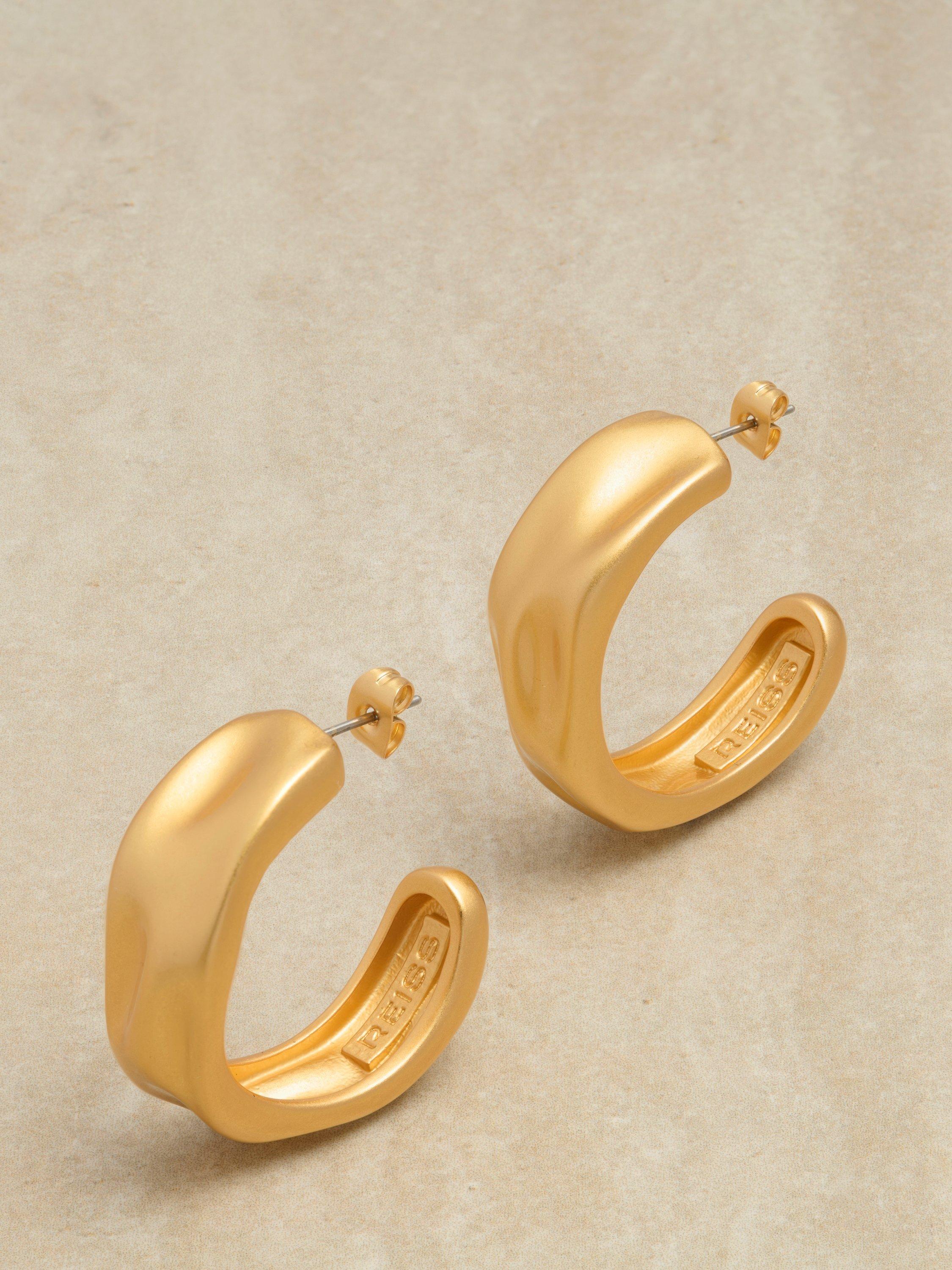 Reiss gold tone hammered hoop earrings (British brand)