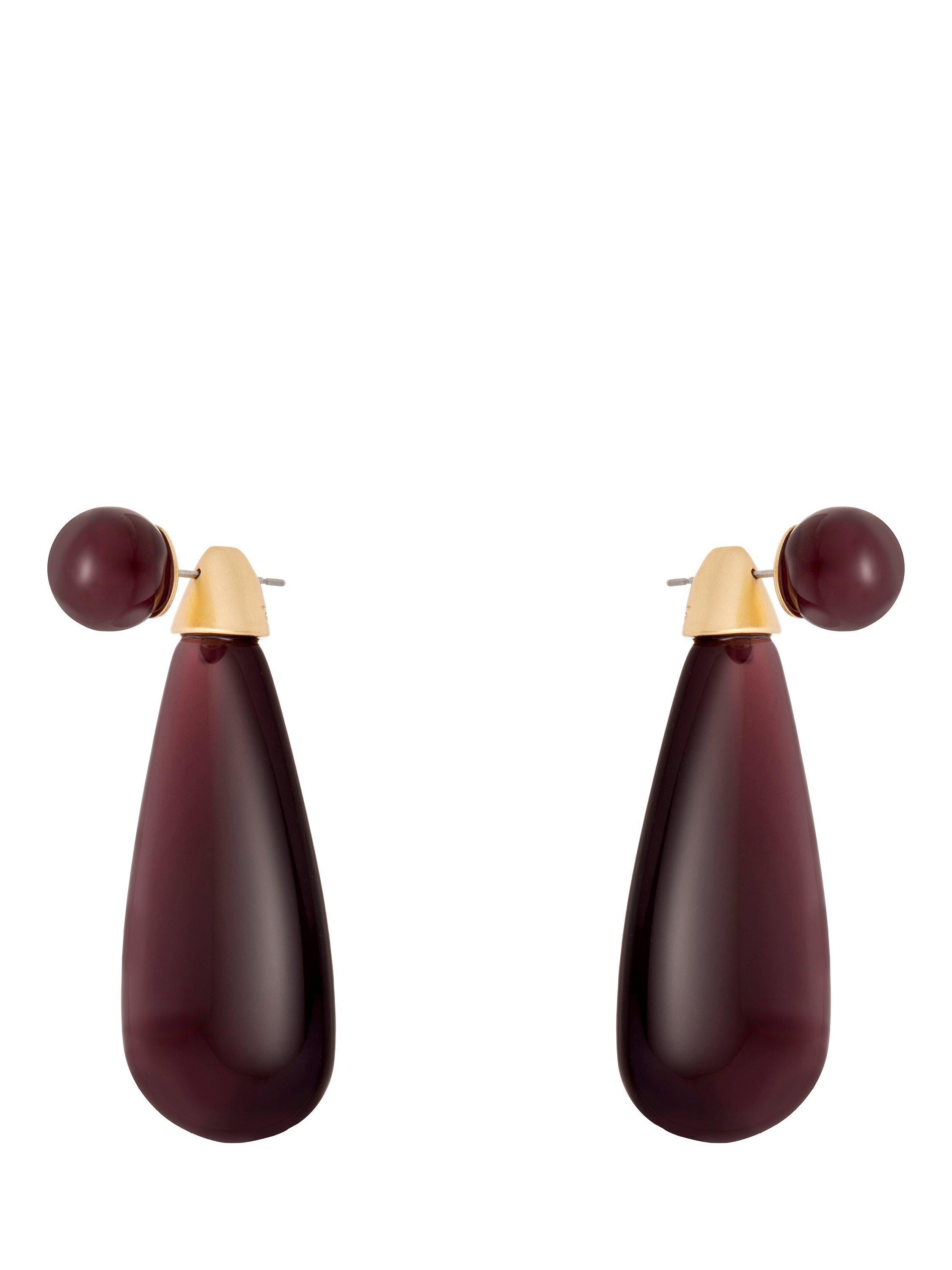 Reiss Perla drop earrings in burgundy and gold tone - British product