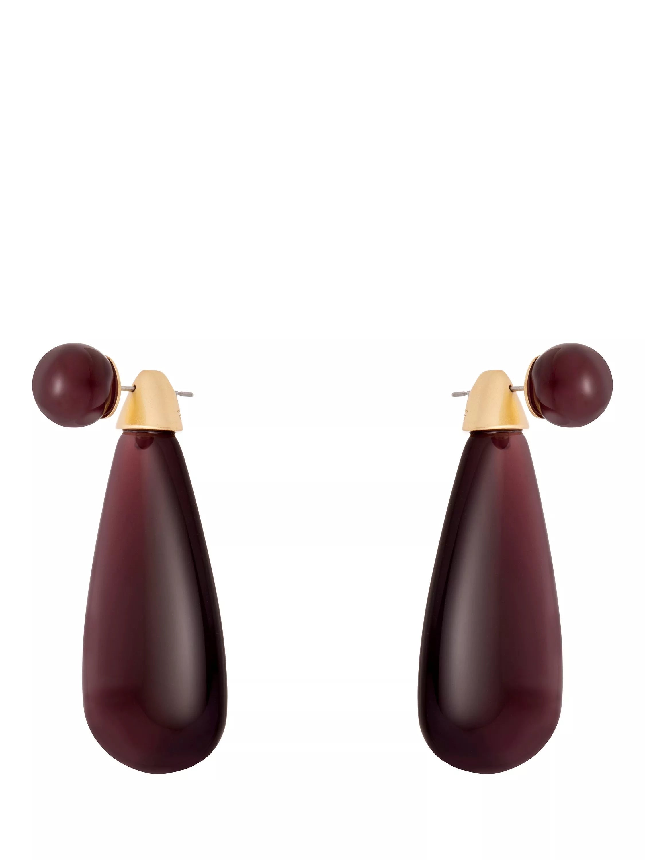 Reiss Perla drop earrings in burgundy and gold tone - British product