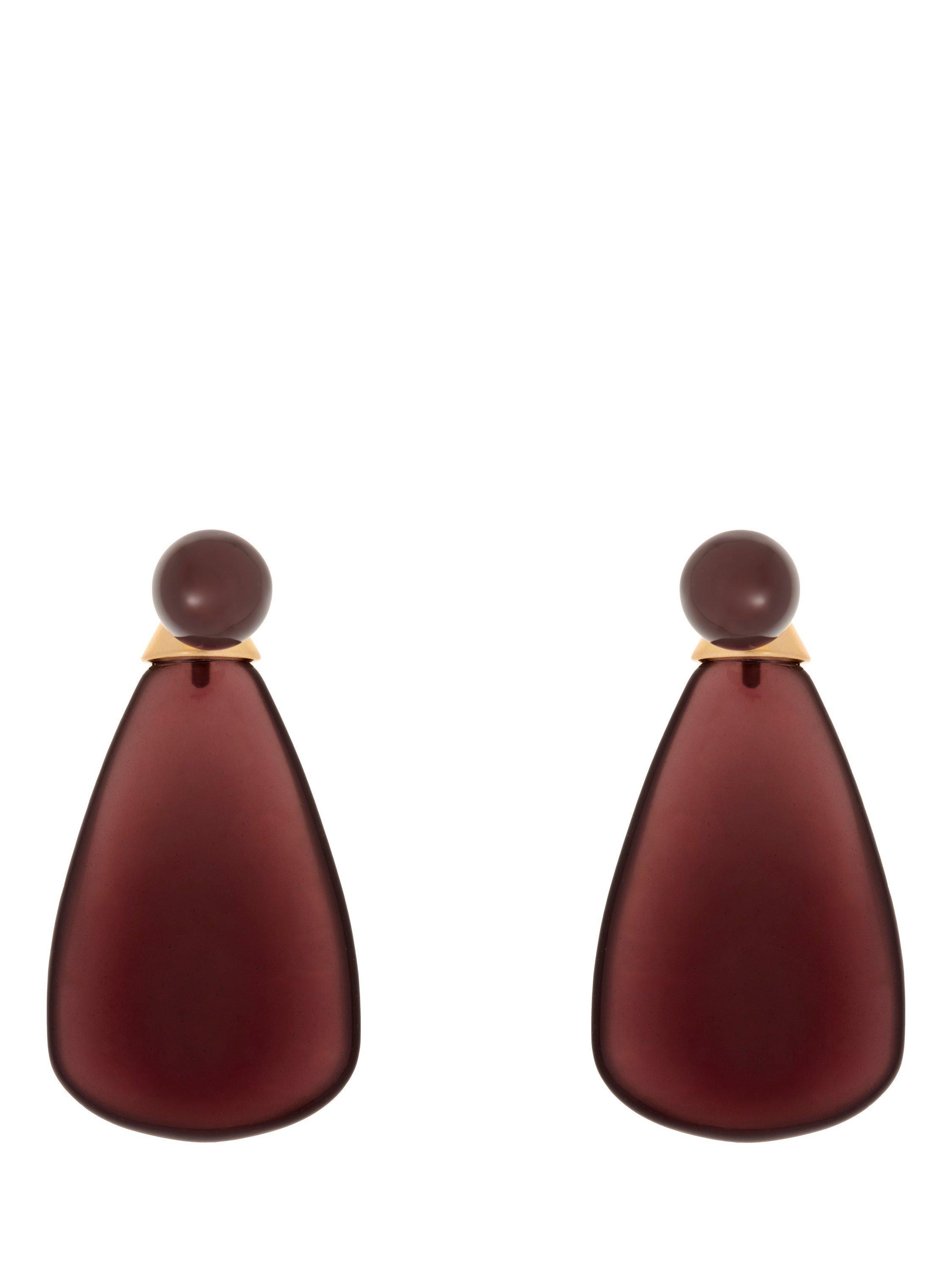 Reiss Perla drop earrings in burgundy and gold tone - British product