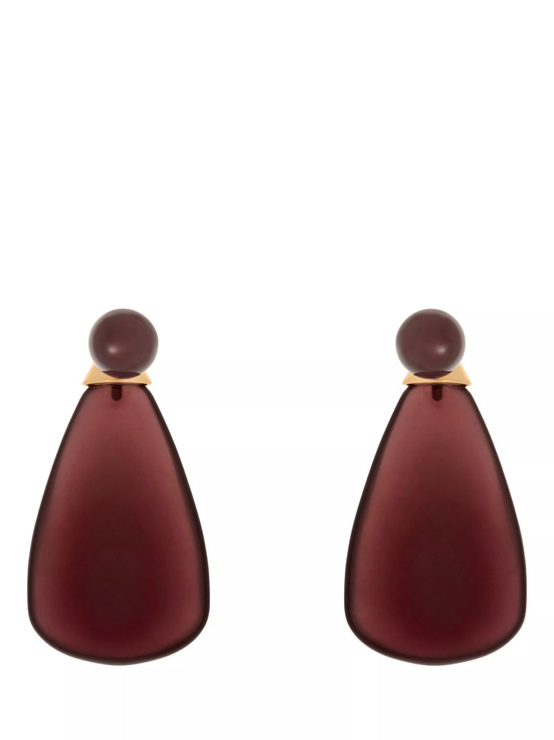 Reiss Perla drop earrings in burgundy and gold tone - British product