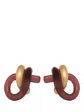 Reiss Pixie knot earrings burgundy gold resin, British brand