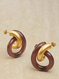 Reiss Pixie knot earrings burgundy gold resin, British brand