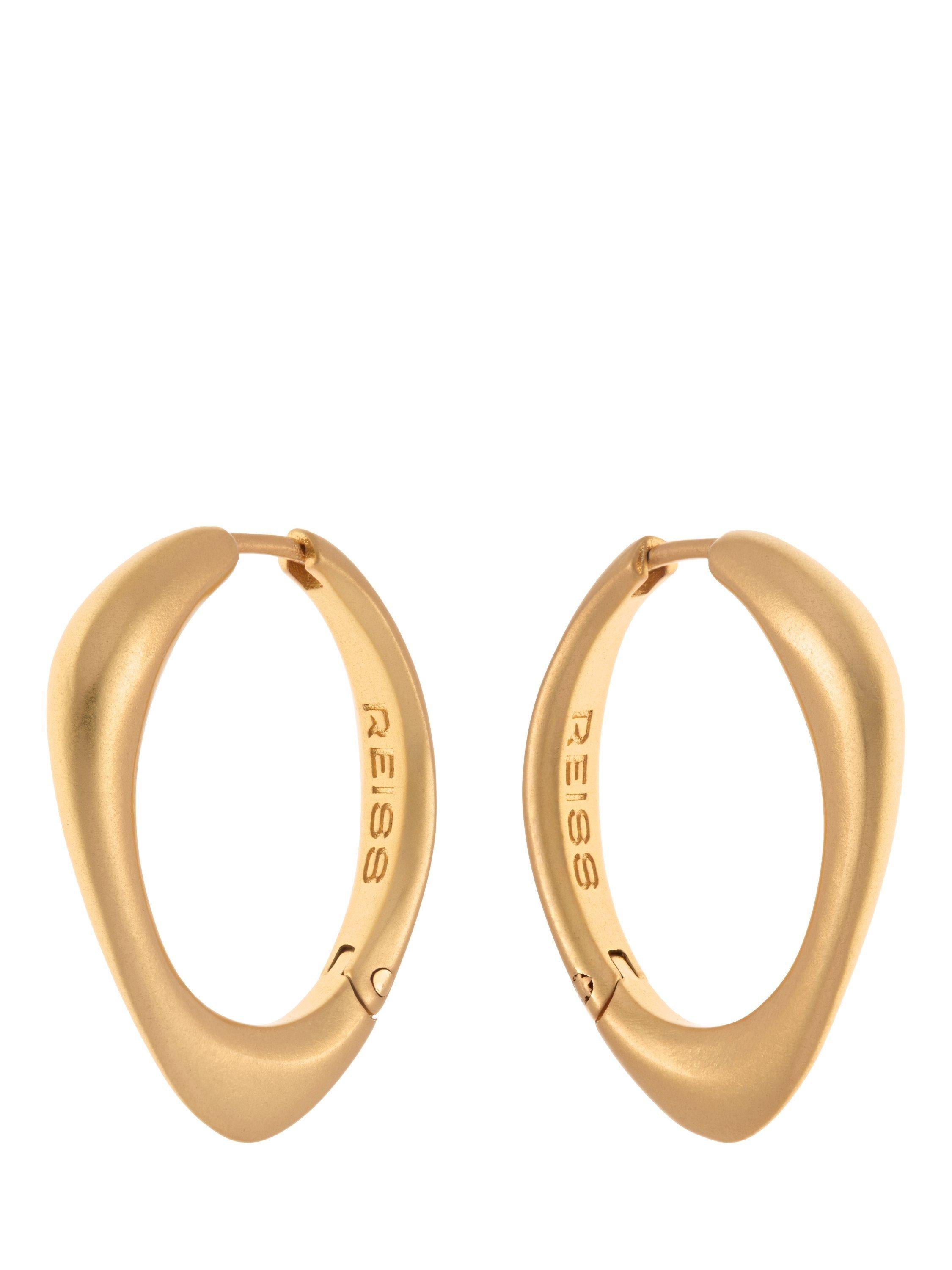 Reiss Sofia Smooth Curve hoop earrings in gold tone, British brand