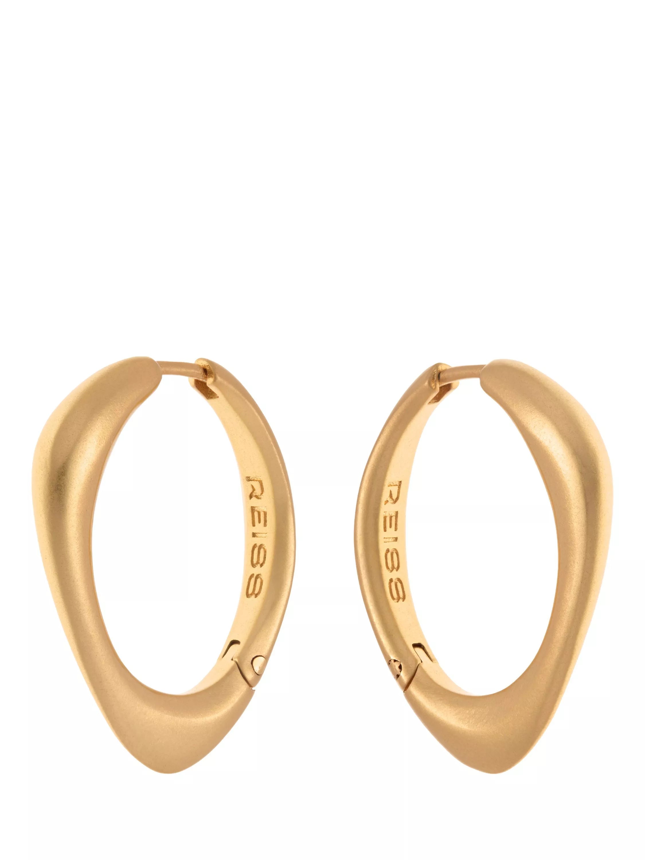 Reiss Sofia Smooth Curve hoop earrings in gold tone, British brand