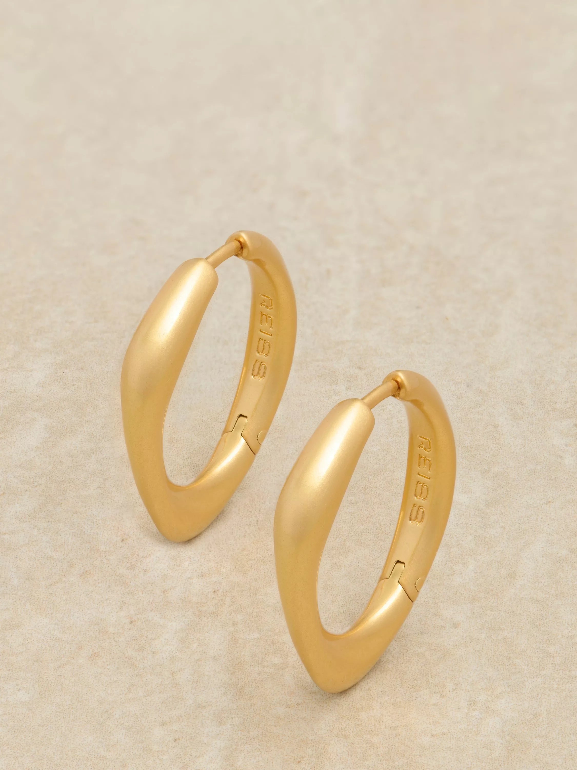Reiss Sofia Smooth Curve hoop earrings in gold tone, British brand