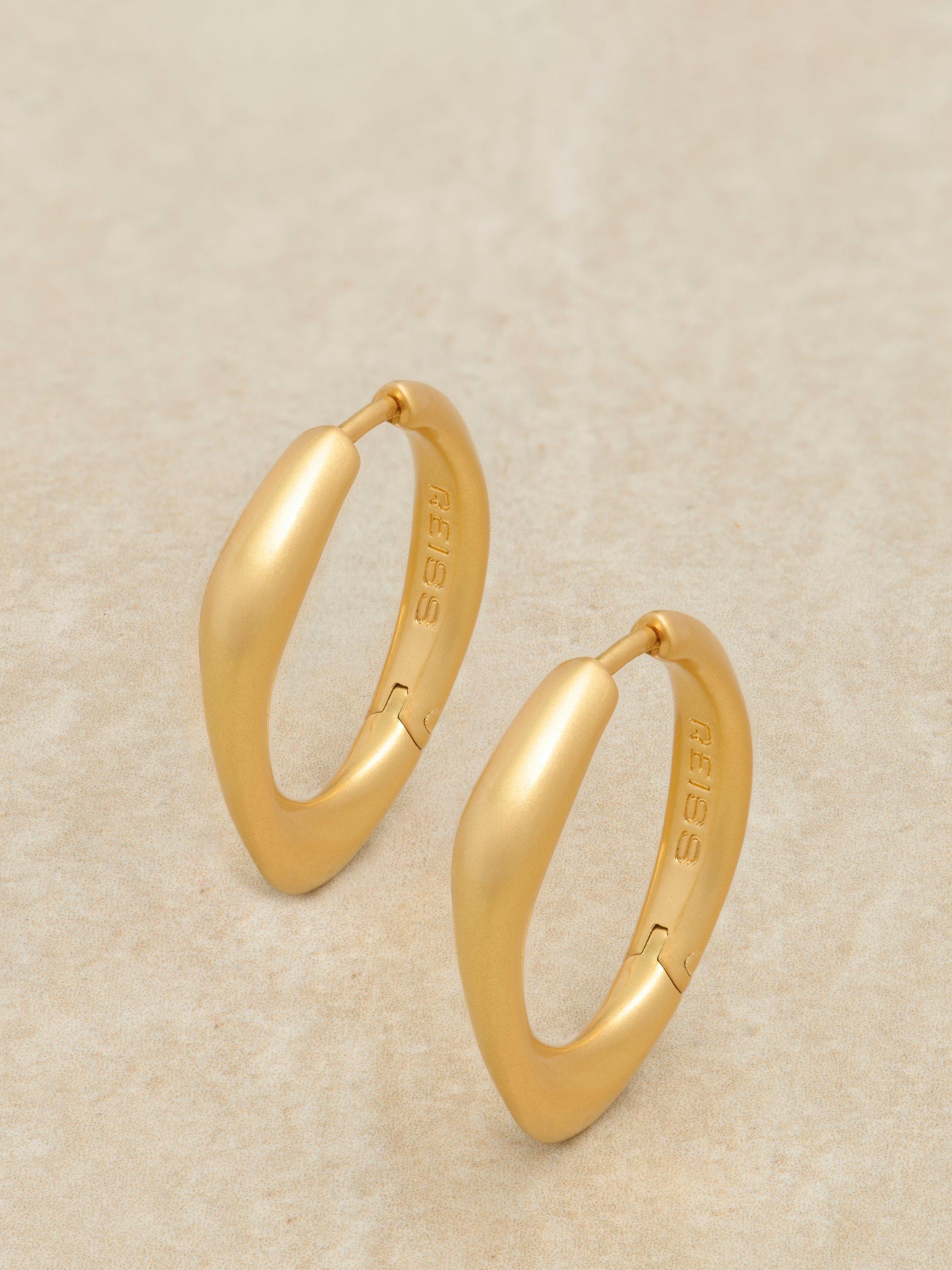 Reiss Sofia Smooth Curve hoop earrings in gold tone, British brand