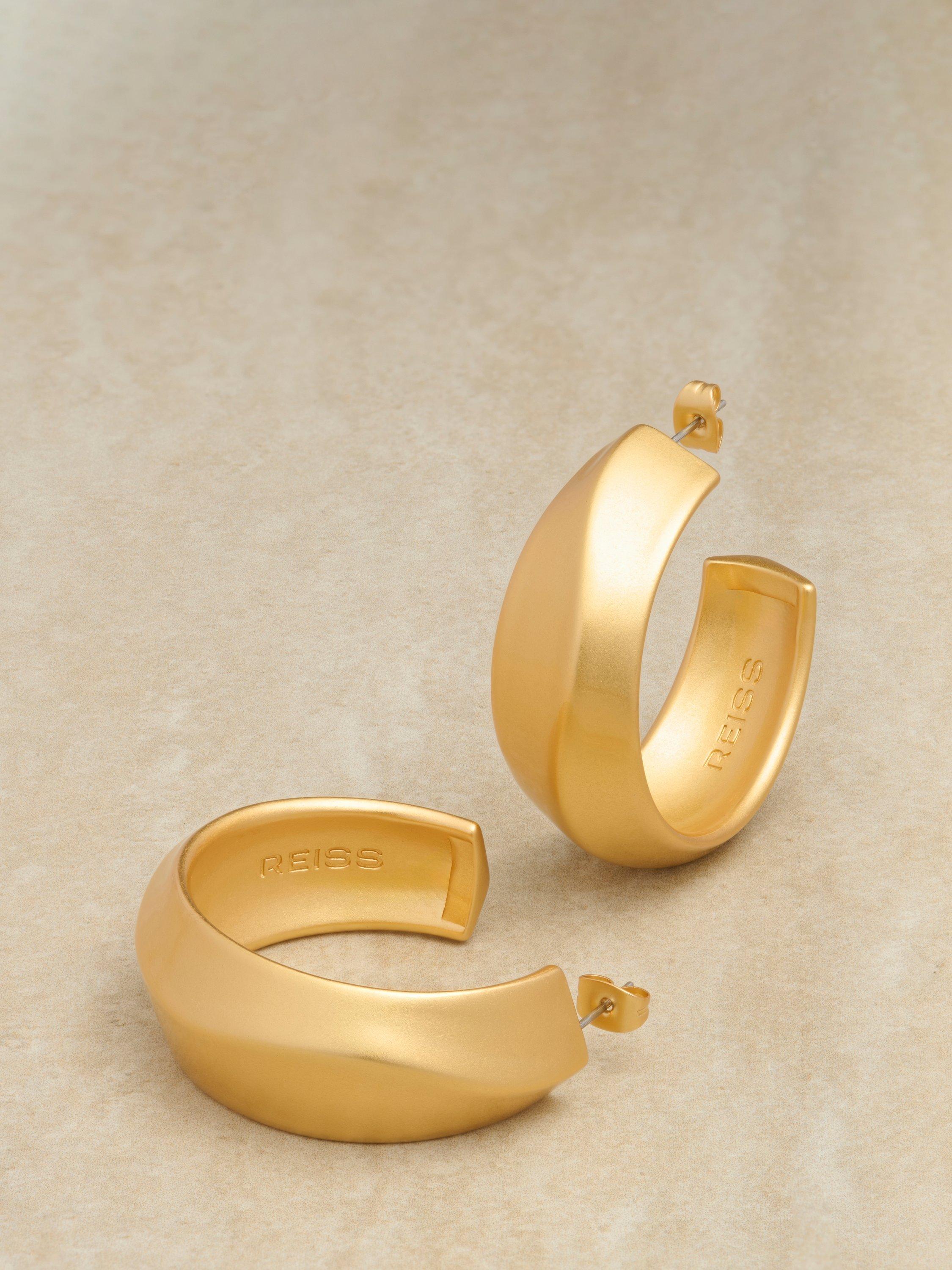 Reiss Tara tactile twist hoop earrings gold tone (British brand)