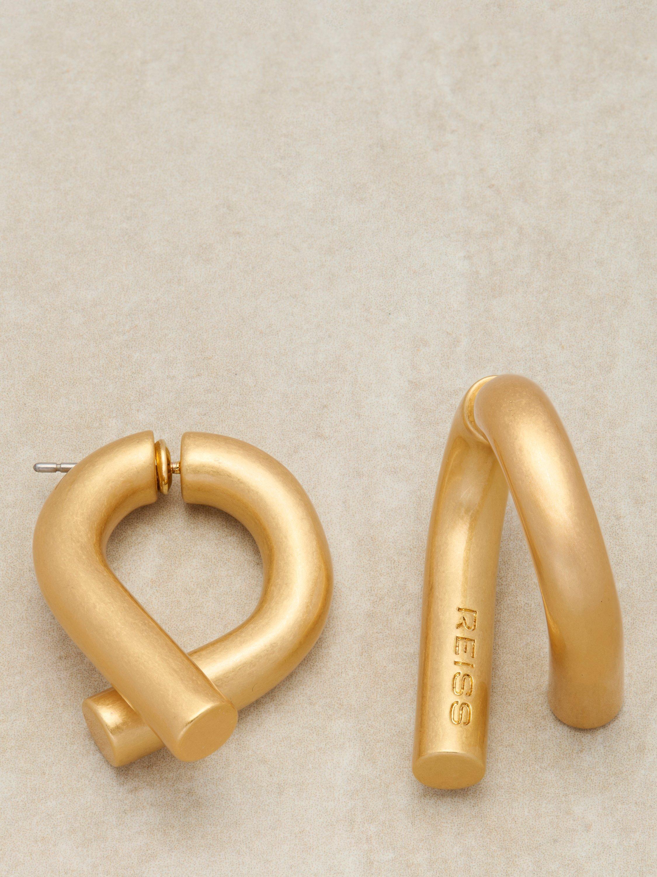 Reiss Taylor tubular metal twist gold earrings, UK version