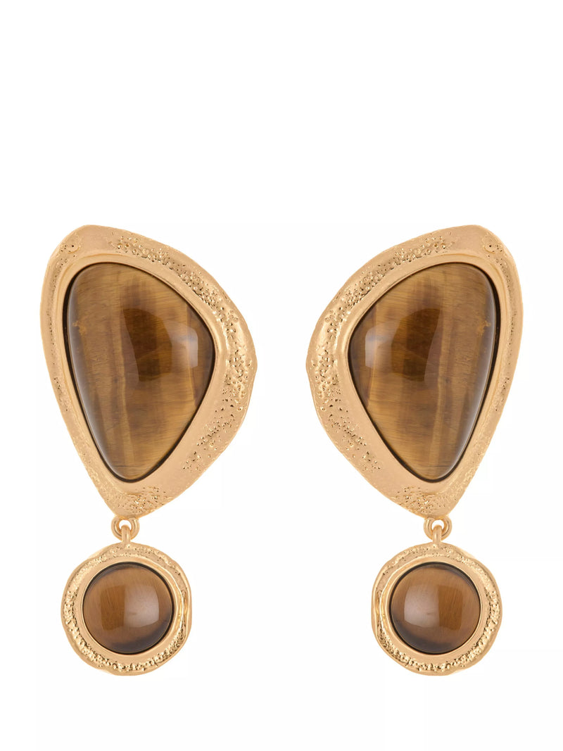 Reiss Tori tumbled stone drop earrings gold, UK version