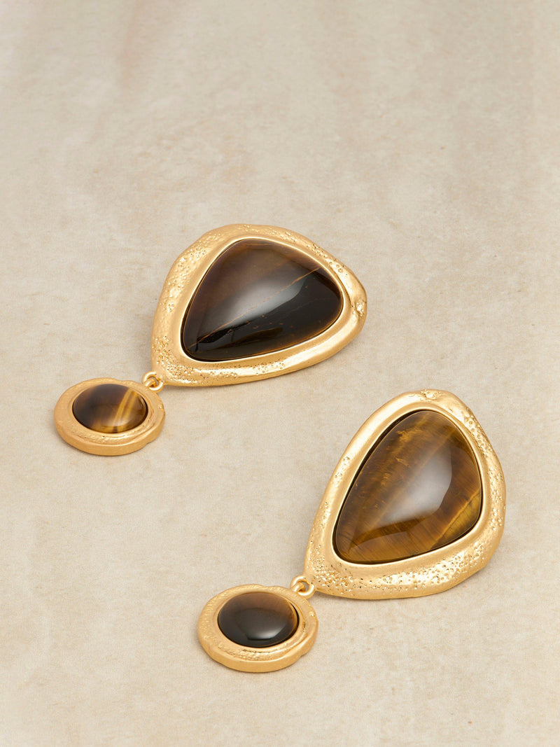 Reiss Tori tumbled stone drop earrings gold, UK version