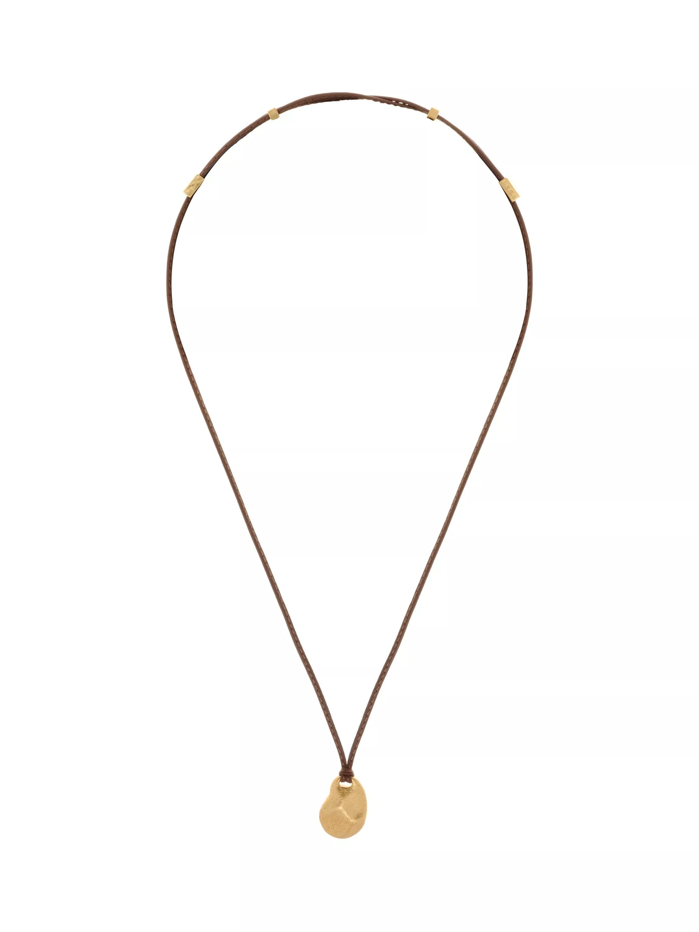 Reiss Opal small organic pendant necklace on leather cord, UK version