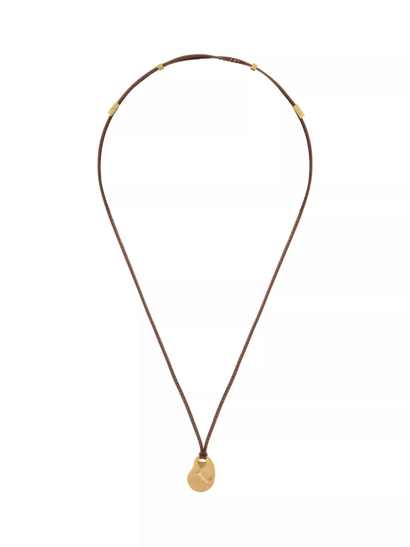 Reiss Opal small organic pendant necklace on leather cord, UK version