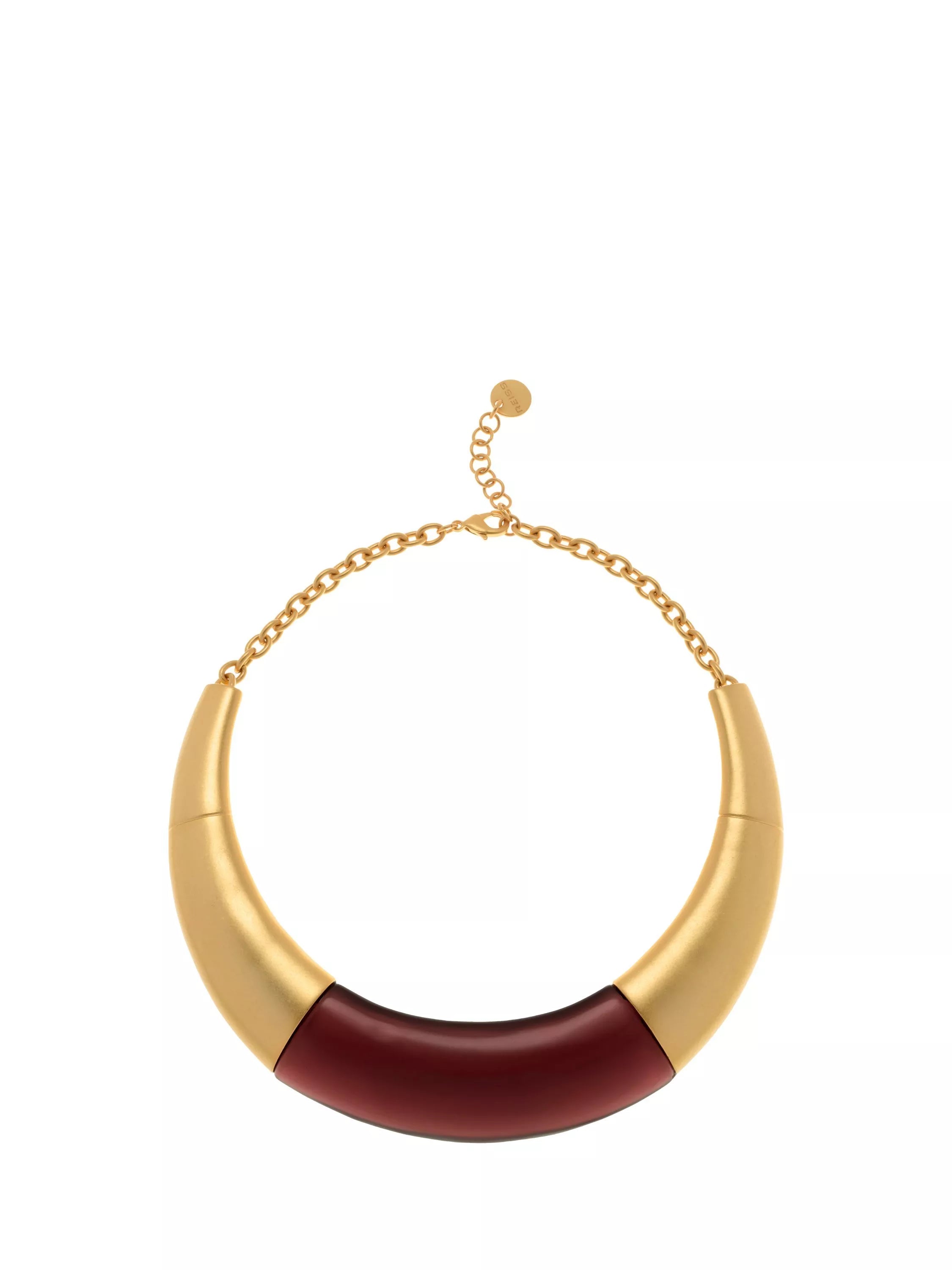 Reiss Paige Polished Resin Choker Necklace burgundy gold (British brand)
