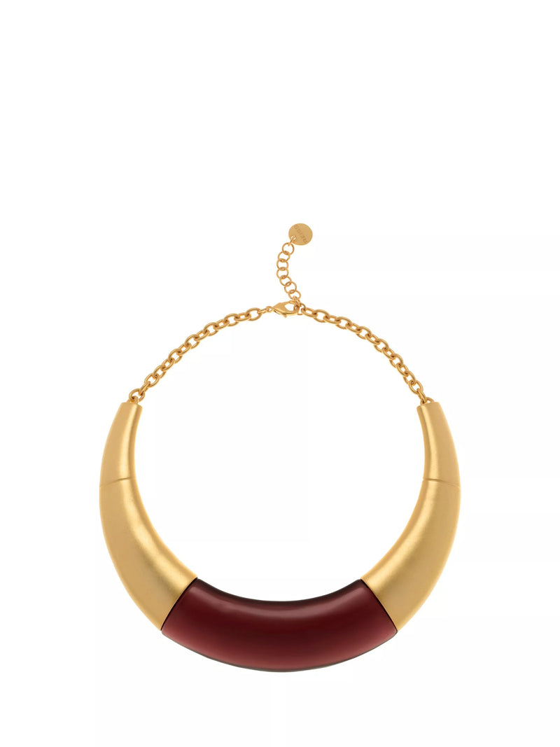 Reiss Paige Polished Resin Choker Necklace burgundy gold (British brand)