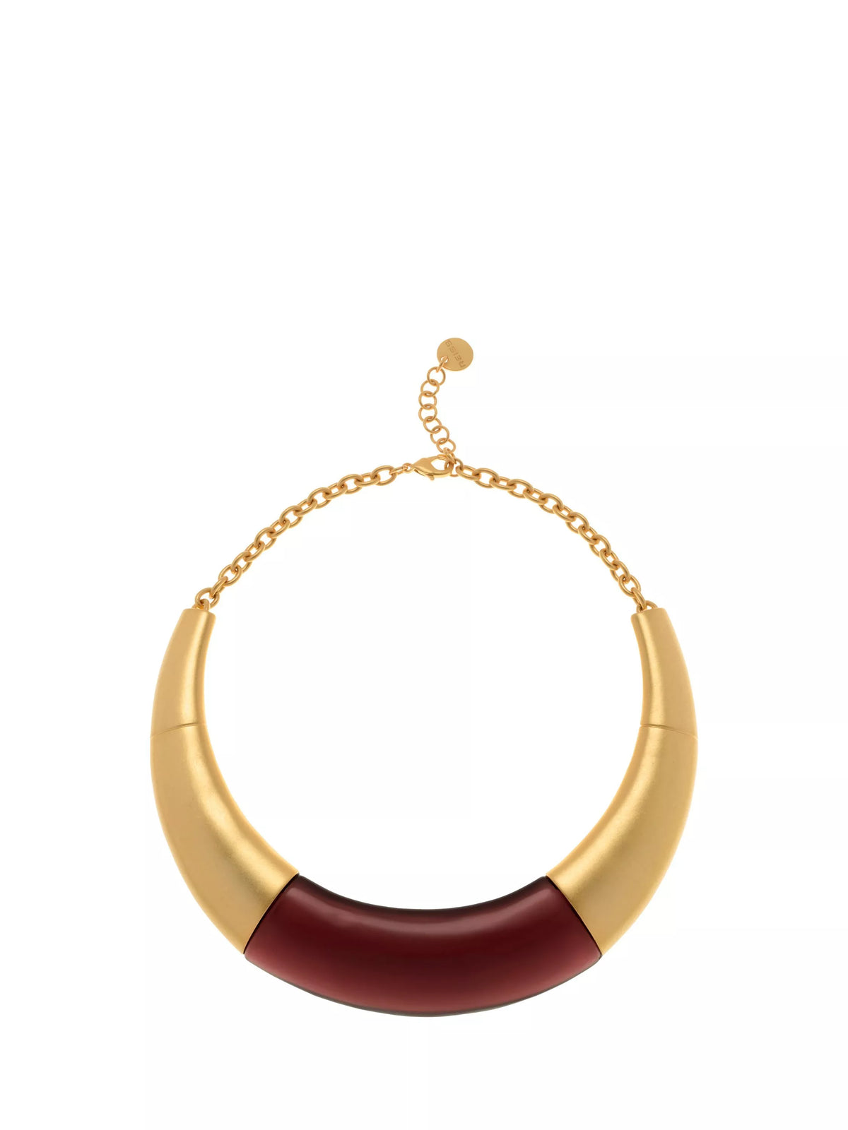 Reiss Paige Polished Resin Choker Necklace burgundy gold (British brand)