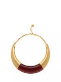 Reiss Paige Polished Resin Choker Necklace burgundy gold (British brand)