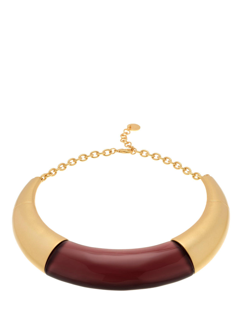 Reiss Paige Polished Resin Choker Necklace burgundy gold (British brand)