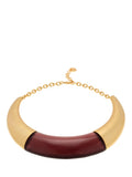 Reiss Paige Polished Resin Choker Necklace burgundy gold (British brand)