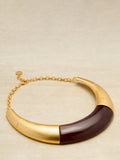 Reiss Paige Polished Resin Choker Necklace burgundy gold (British brand)