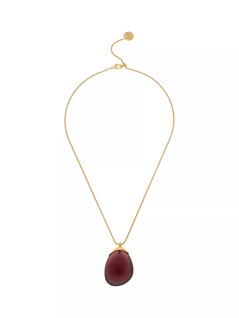 Reiss Pia resin pebble pendant necklace gold burgundy, UK version