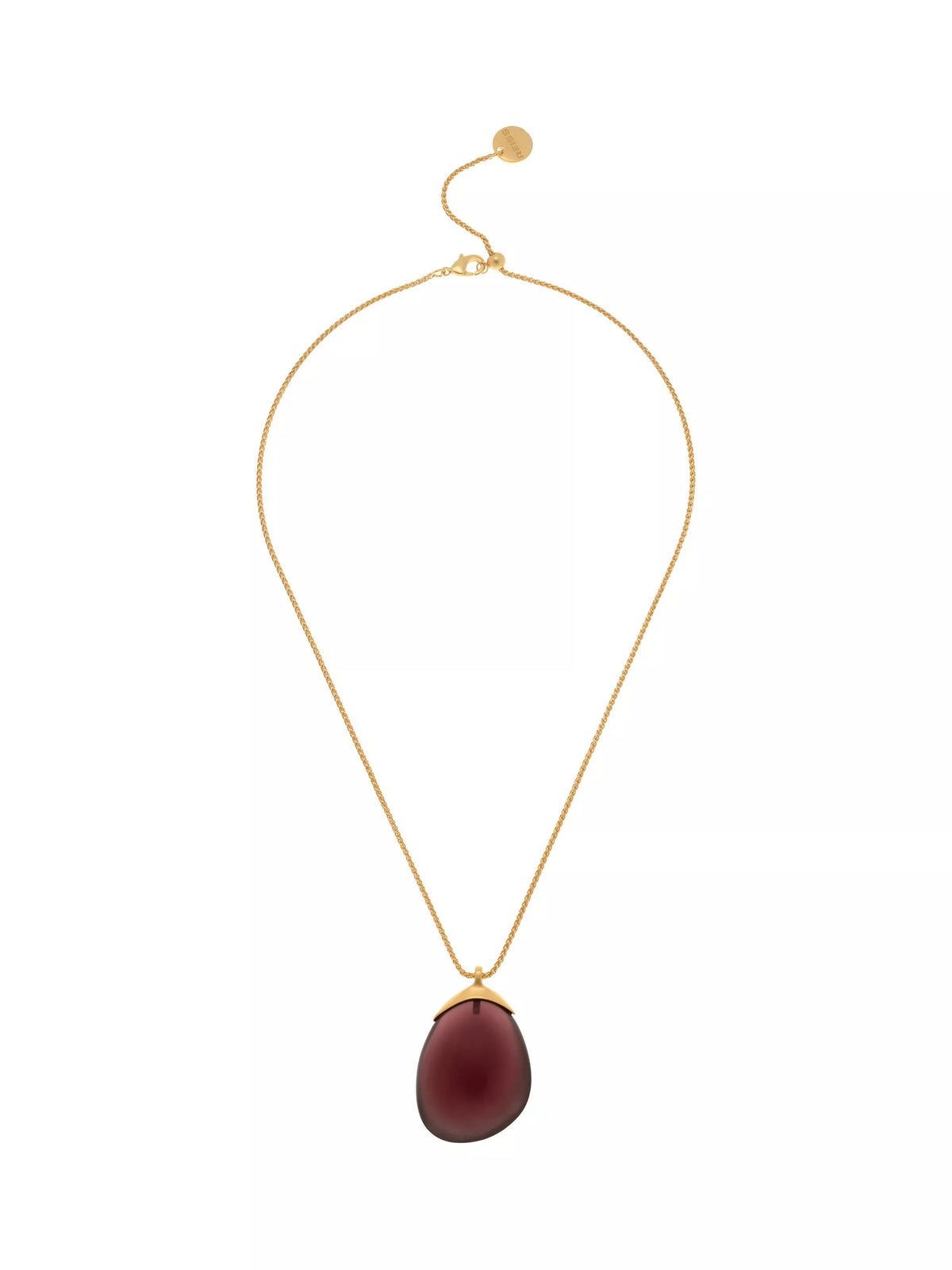 Reiss Pia resin pebble pendant necklace gold burgundy, UK version