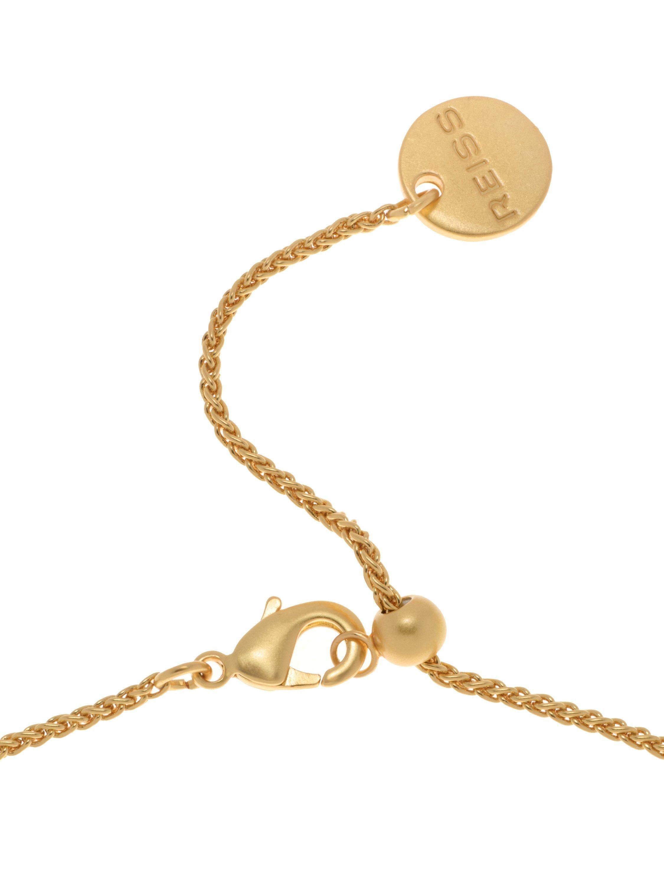 Reiss Pia resin pebble pendant necklace gold burgundy, UK version