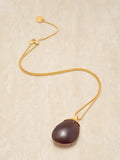 Reiss Pia resin pebble pendant necklace gold burgundy, UK version