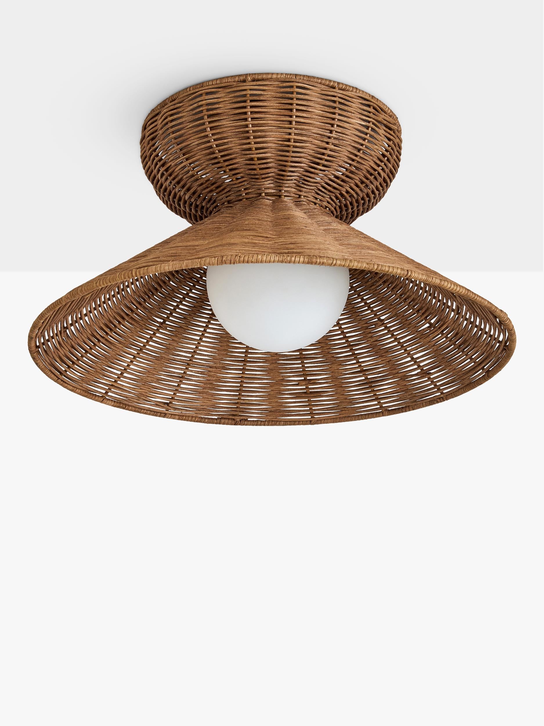 MADE Dorian rattan flush ceiling light natural, UK version