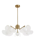 MADE brass chandelier with five fan-shaped glass shades - British product