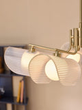 MADE brass chandelier with five fan-shaped glass shades - British product