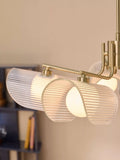 MADE brass chandelier with five fan-shaped glass shades - British product