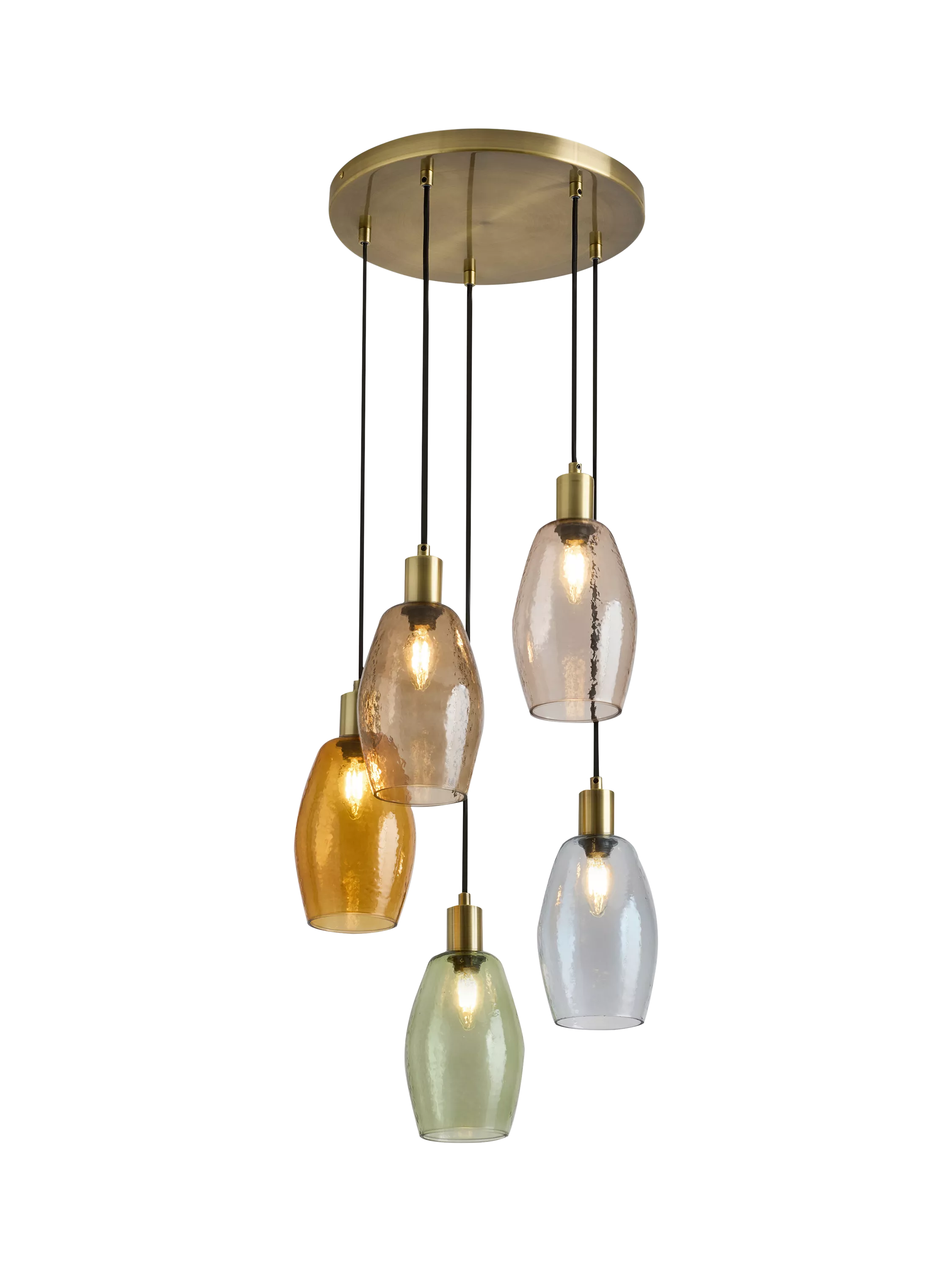 MADE Isla cluster pendant ceiling light with five glass shades - British product