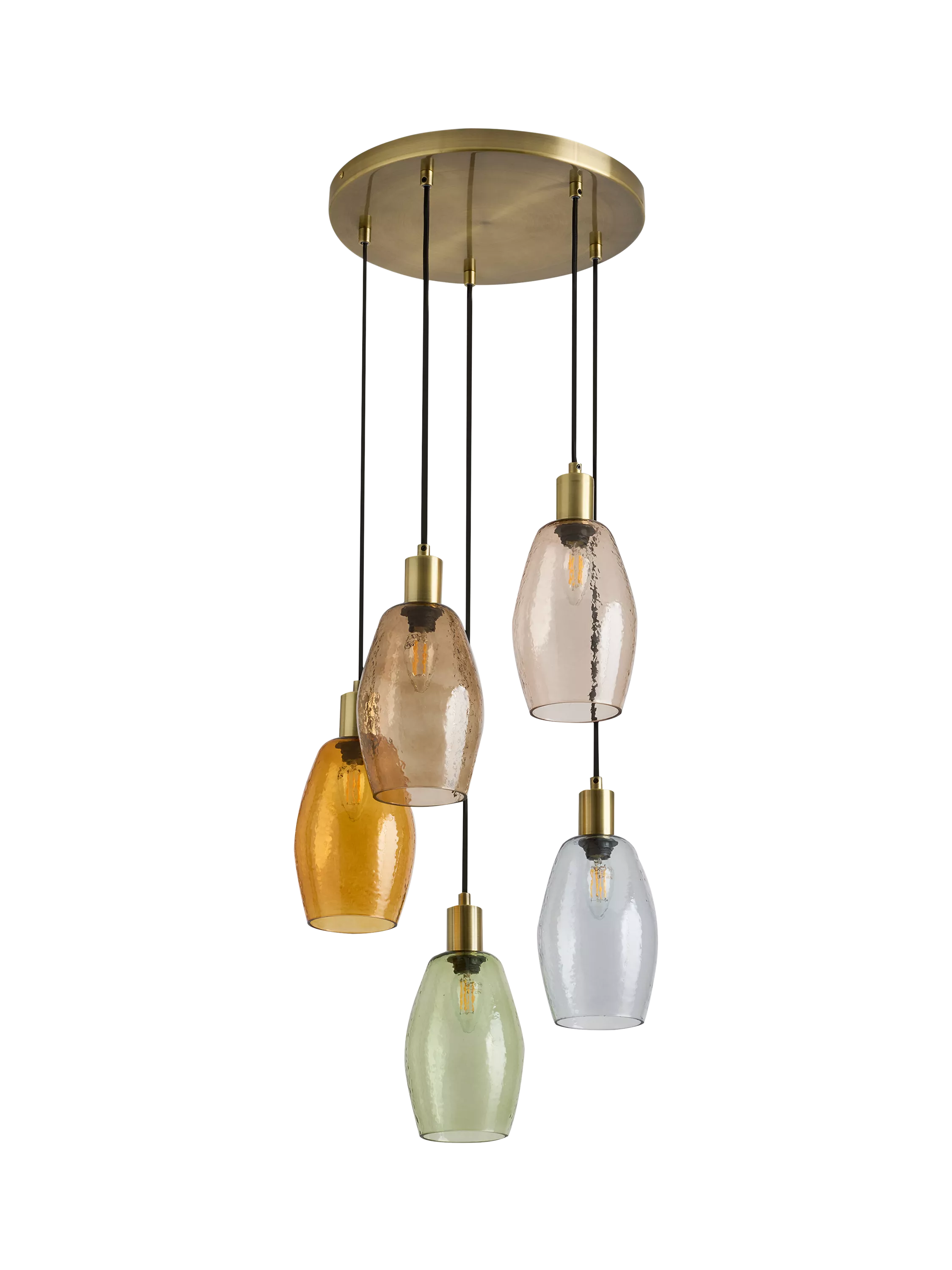 MADE Isla cluster pendant ceiling light with five glass shades - British product