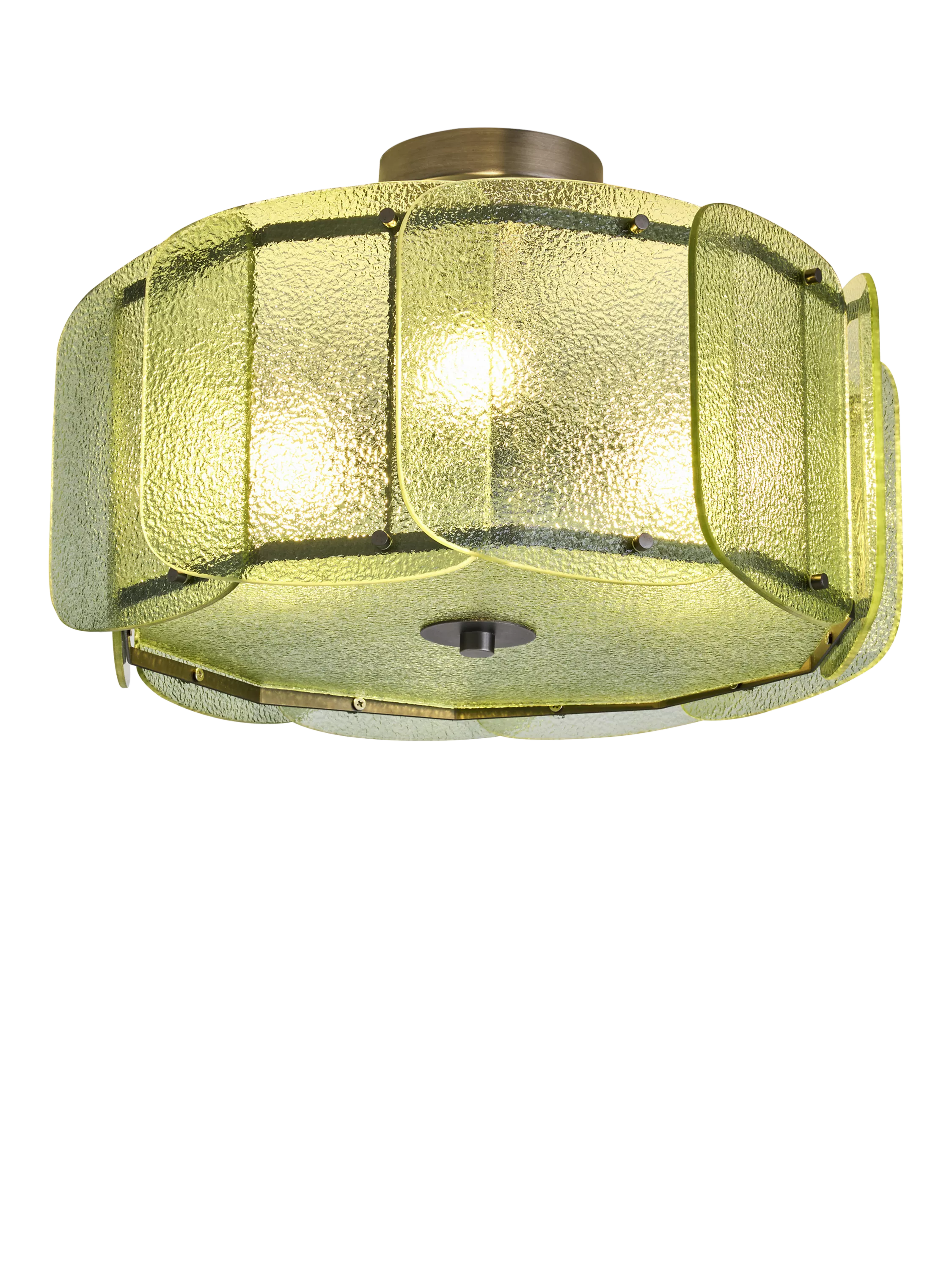 MADE Sacha green glass flush ceiling light, imported from the UK
