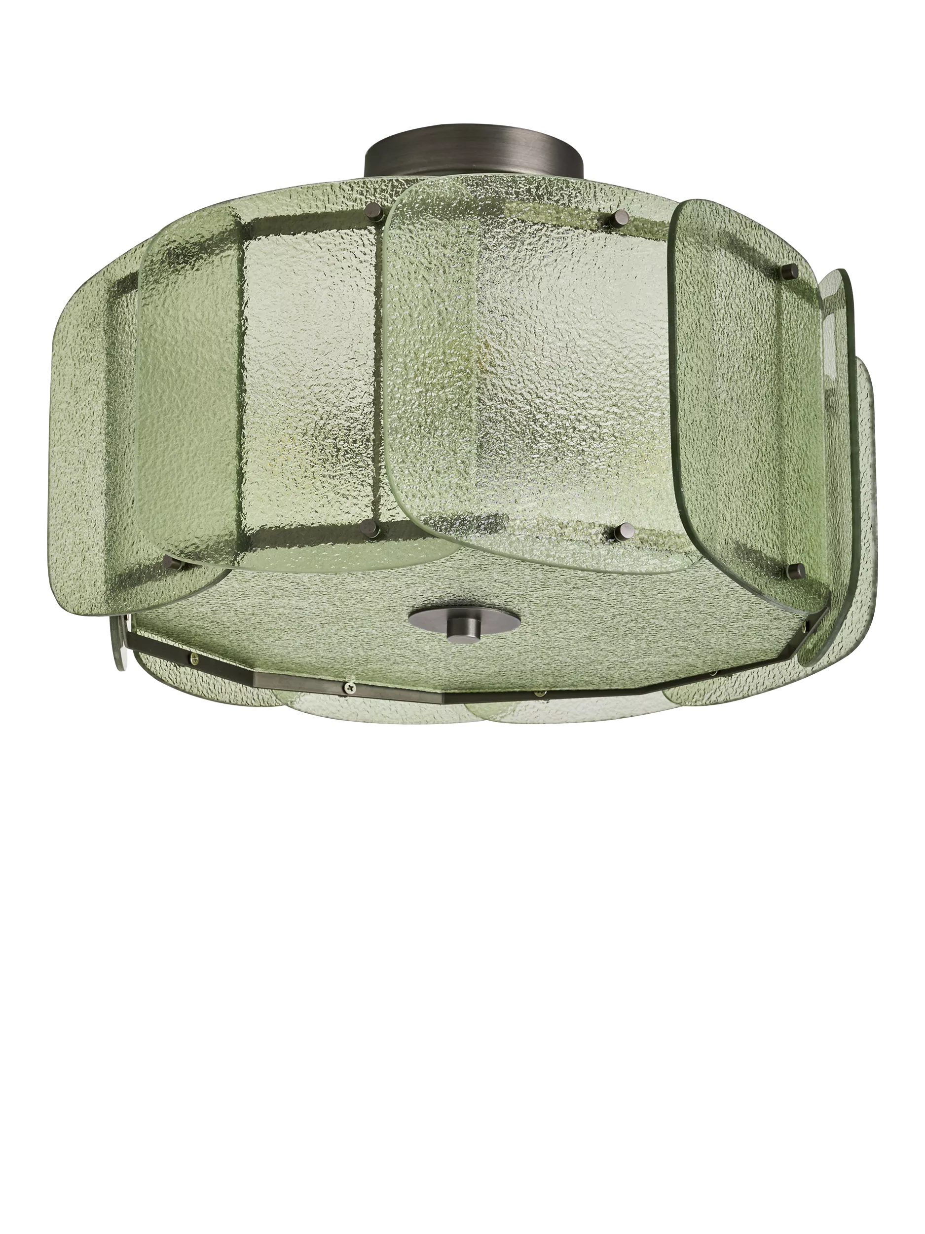 MADE Sacha green glass flush ceiling light, imported from the UK