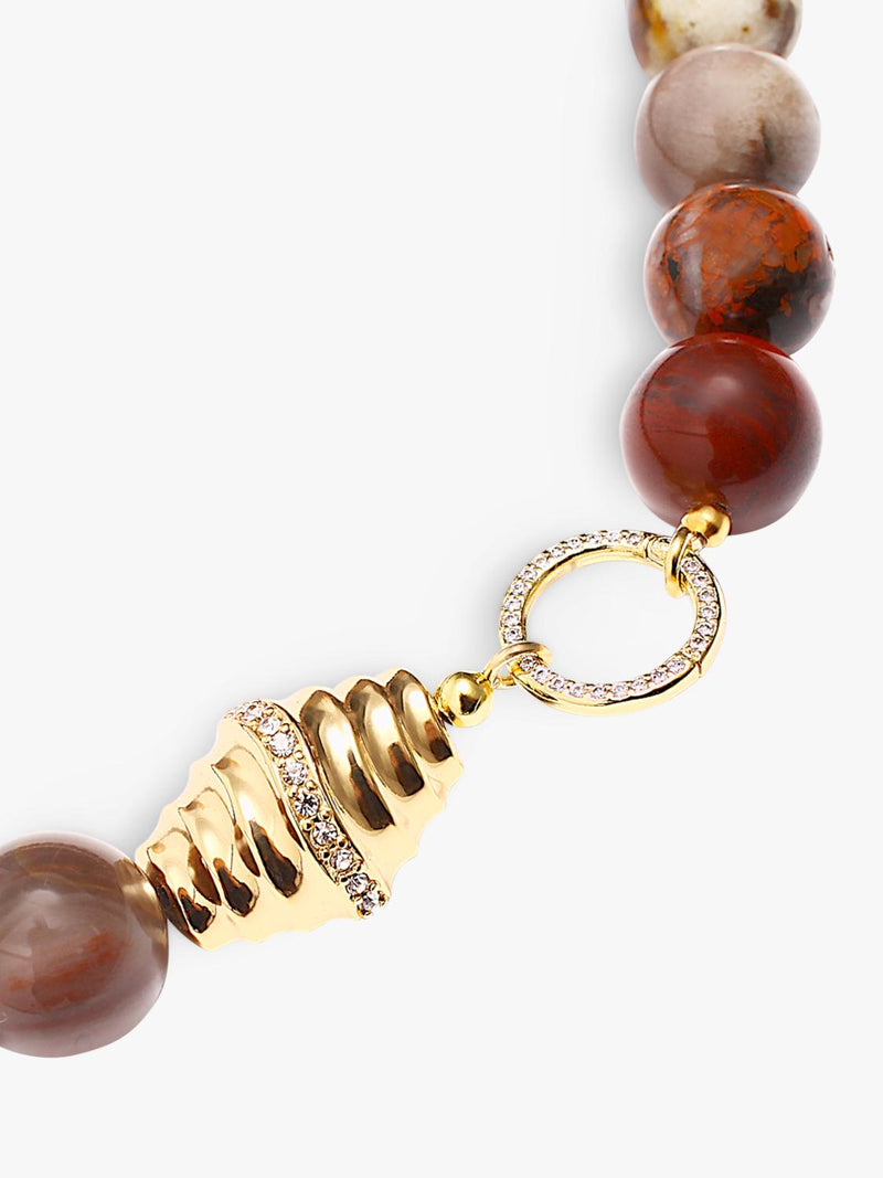 By Alona Joni beaded shell necklace gold jade - British product