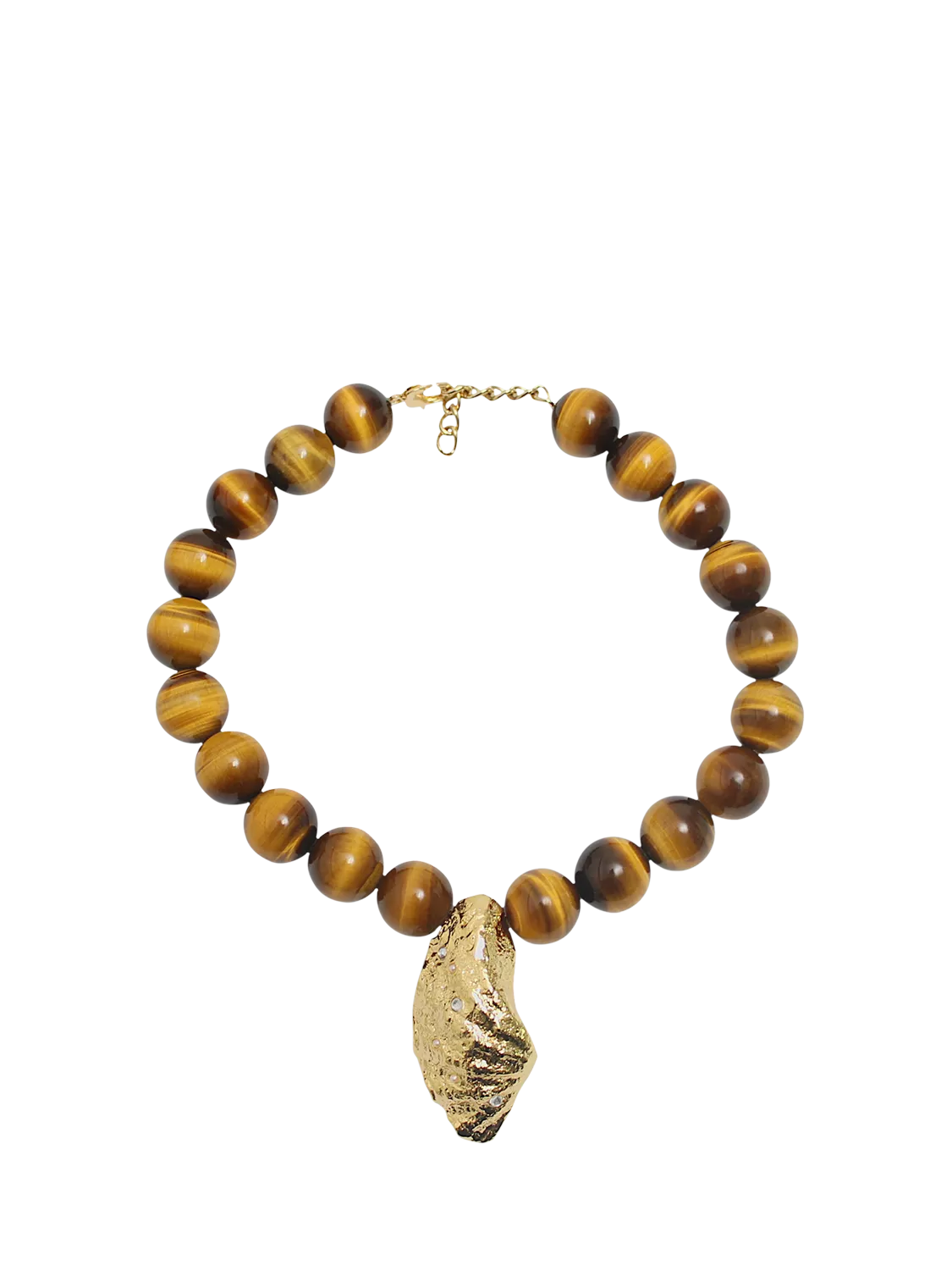 By Alona Tiger's Eye gold beaded necklace 43cm (British brand)