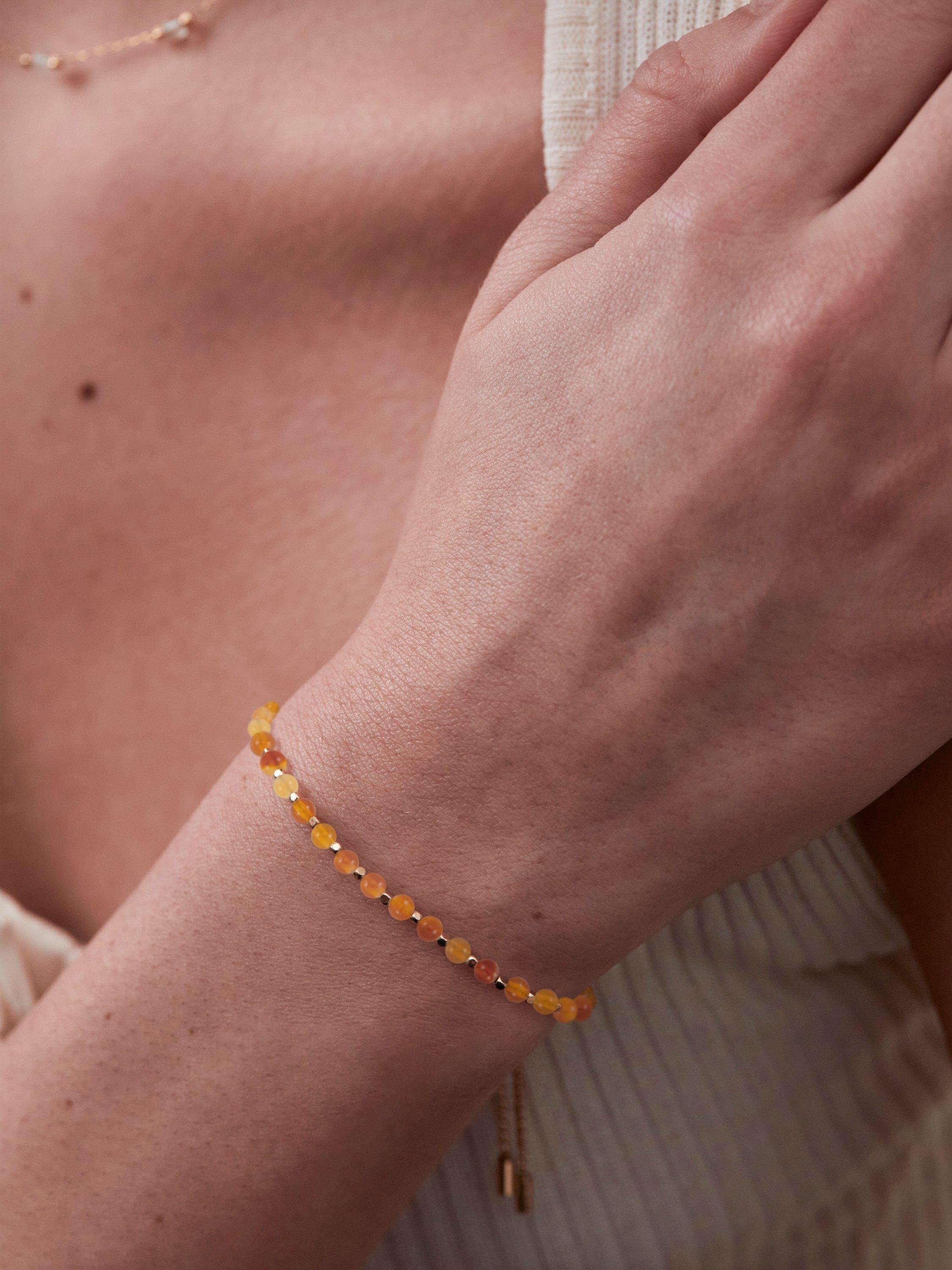 Estella Bartlett Amelia Carnelian Beaded Bracelet Gold, UK version